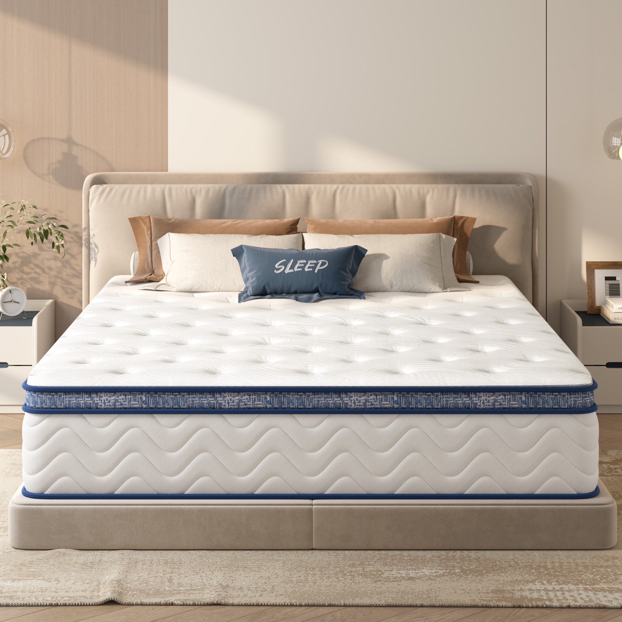 LOVMOR SF-J-W2889P335717 King Size Mattress 12 Inch Hybrid Mattress Individually Pocketed Innerspring Medium Firm