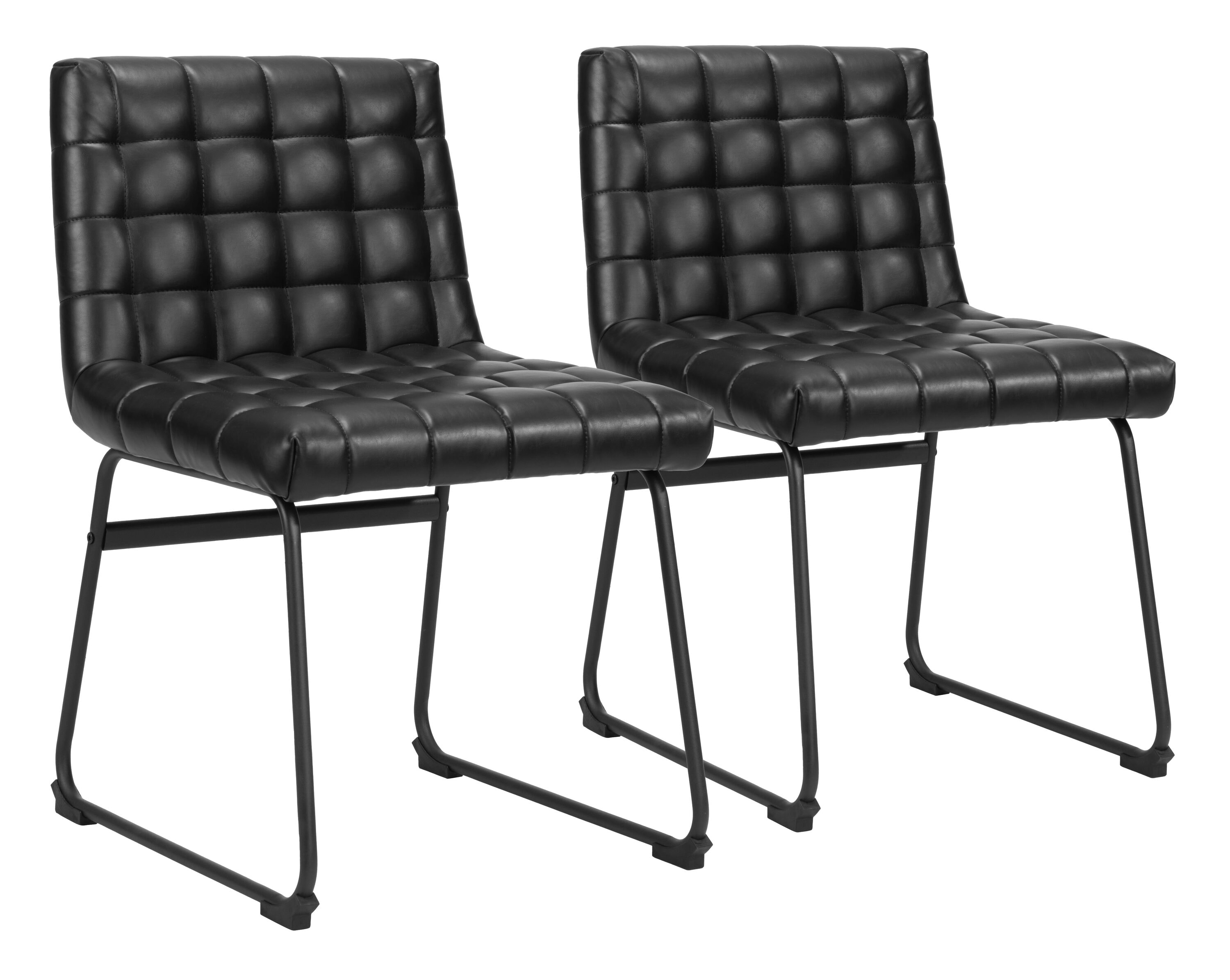 ZUO 110067 Set of 2 Contemporary/Modern Faux Leather Upholstered Dining Side Chair (Wood Frame)