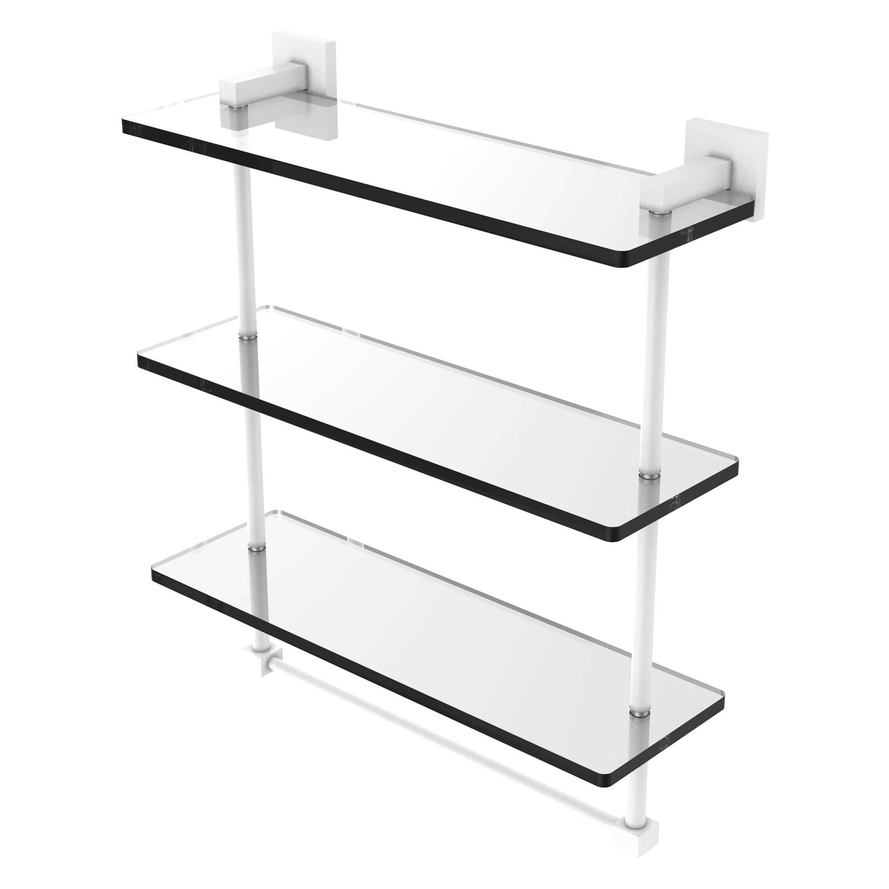 Allied Brass MT-5-16TB-WHM Montero Matte White 3 -Tier Wall mount Bathroom Shelf ( 16-in x 18-in x 5-in )