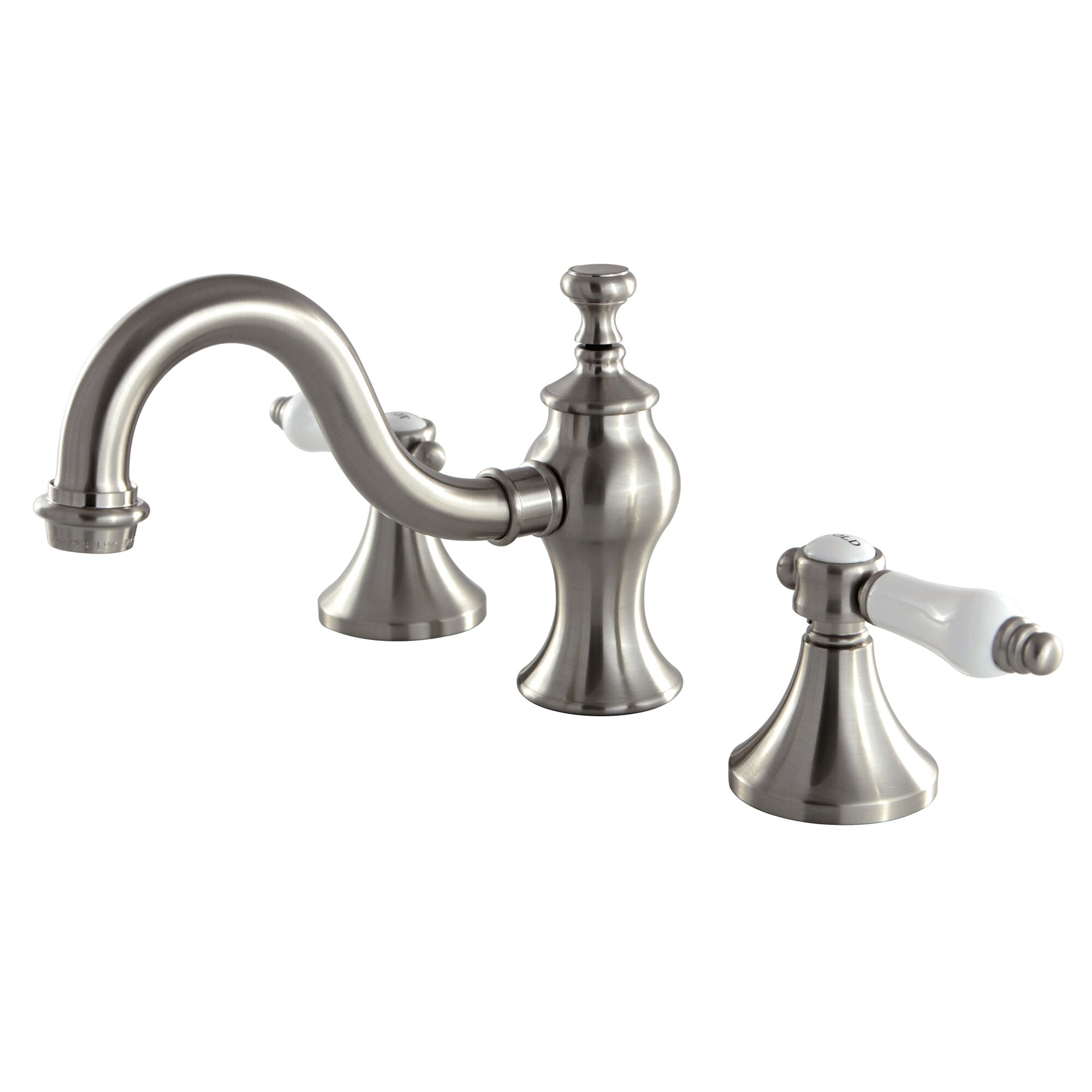 Kingston Brass WLKC7168BPL Bel-Air Brushed nickel Widespread 2-handle Mid-arc Residential Handle Bathroom Sink Faucet with Drain