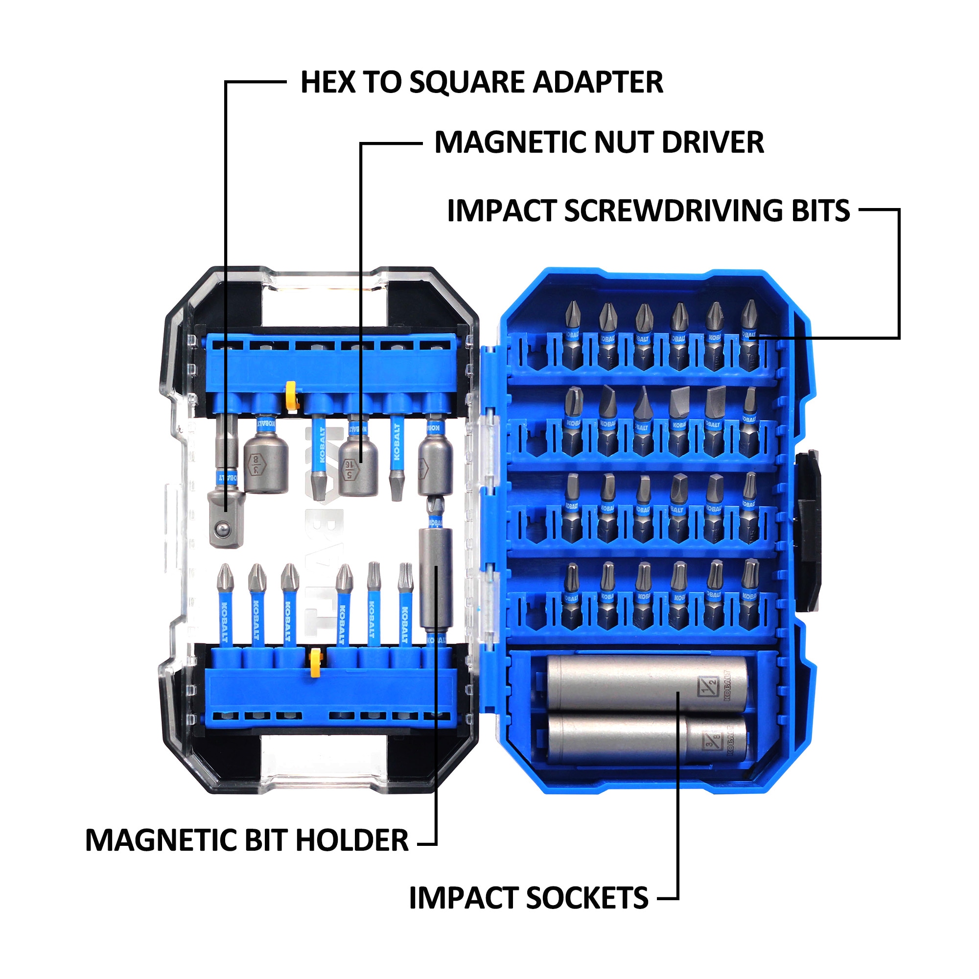 Kobalt 1469 1/4-in x 1-in Phillips/Torx Impact Driver Bit Set 40 -Piece