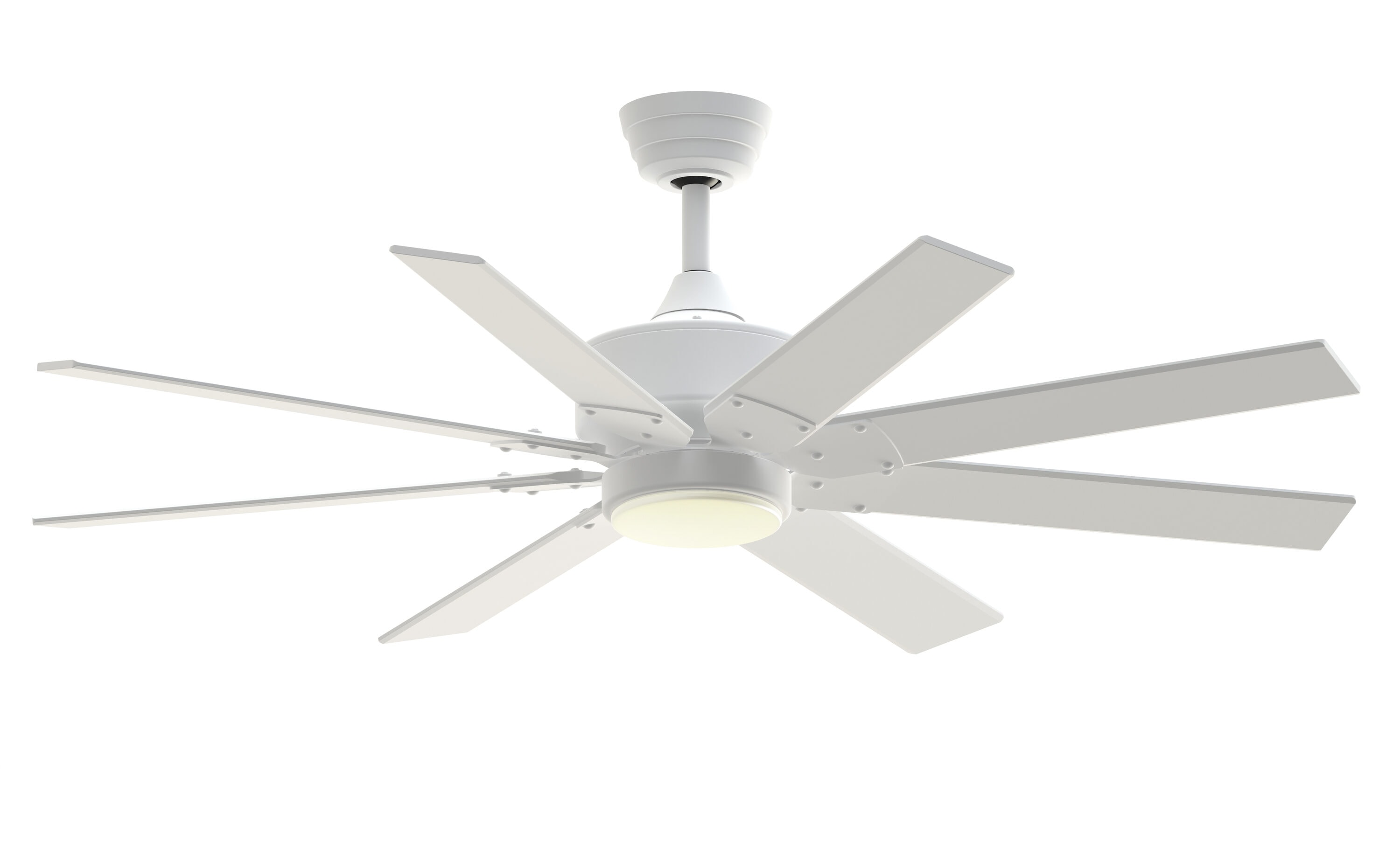 Fanimation FPD7912BMW-52MW-LK Levon Custom 52-in Color-Changing Integrated LED Outdoor Smart Matte White with Matte White Blades Ceiling Fan With Light - Remote Included ( 8 -Blade )
