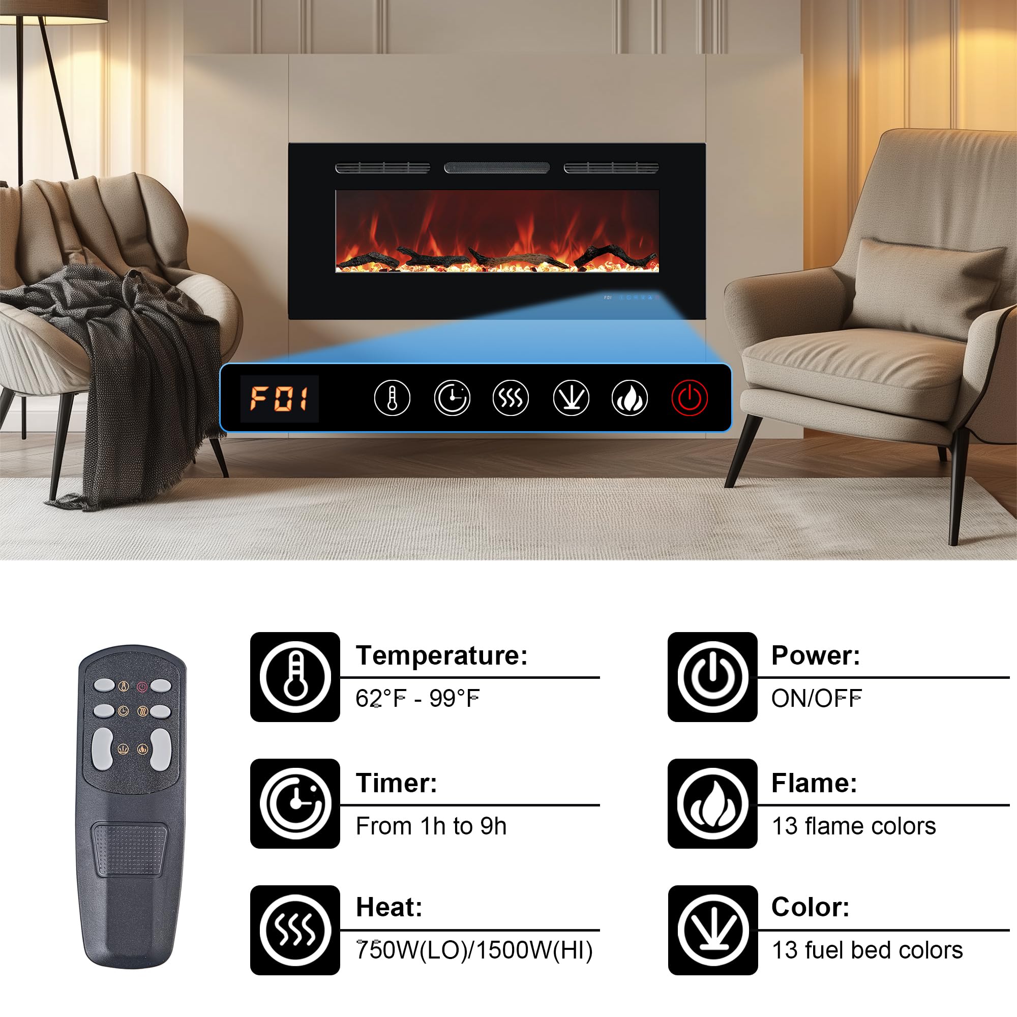 Lukvuzo LLU0820L277 Electric-Fireplaces - View #4