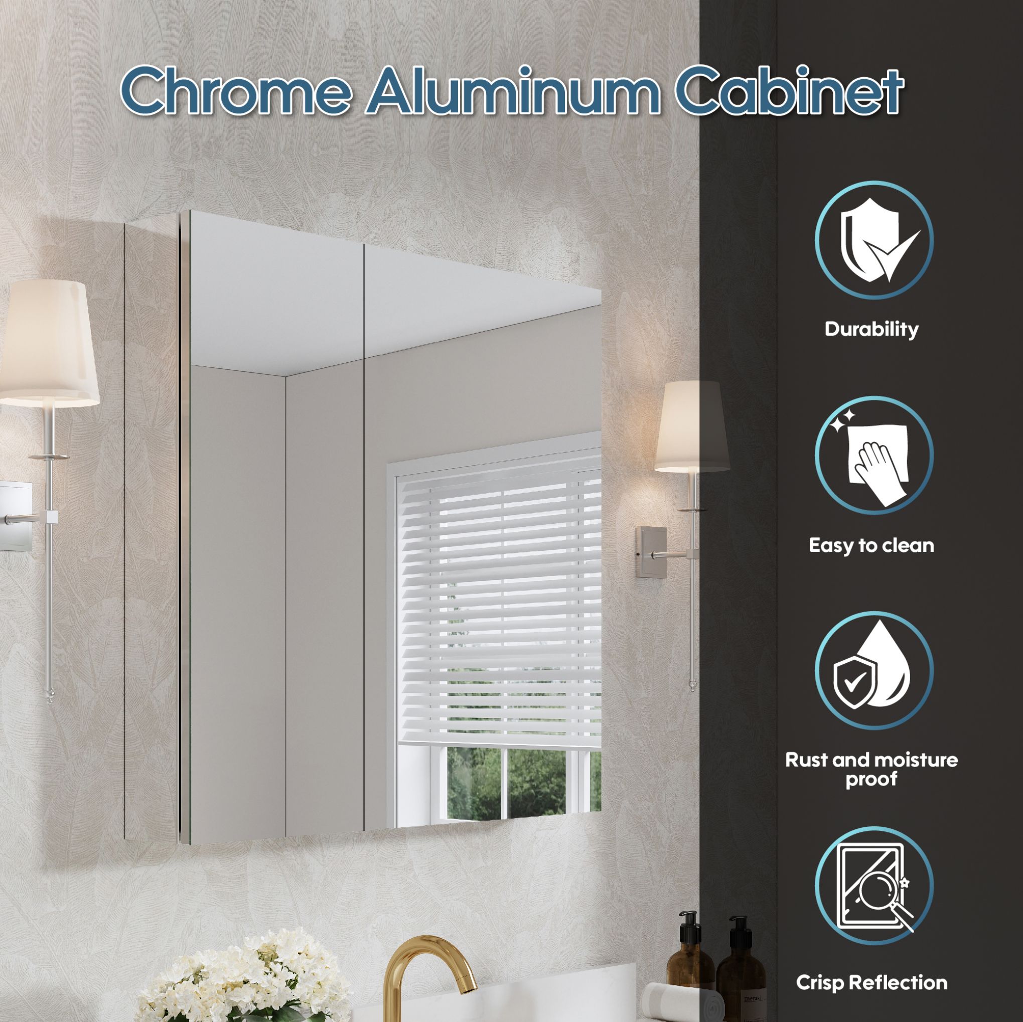 WELLFOR ROSA1220LR Bathroom-Medicine-Cabinets - View #2