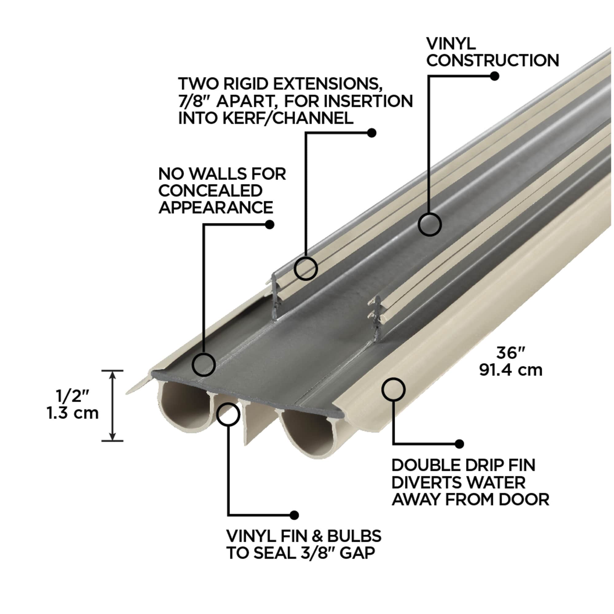 M-D 3-ft 1/2-in Beige Vinyl Weatherstrip in the Weatherstripping department  at