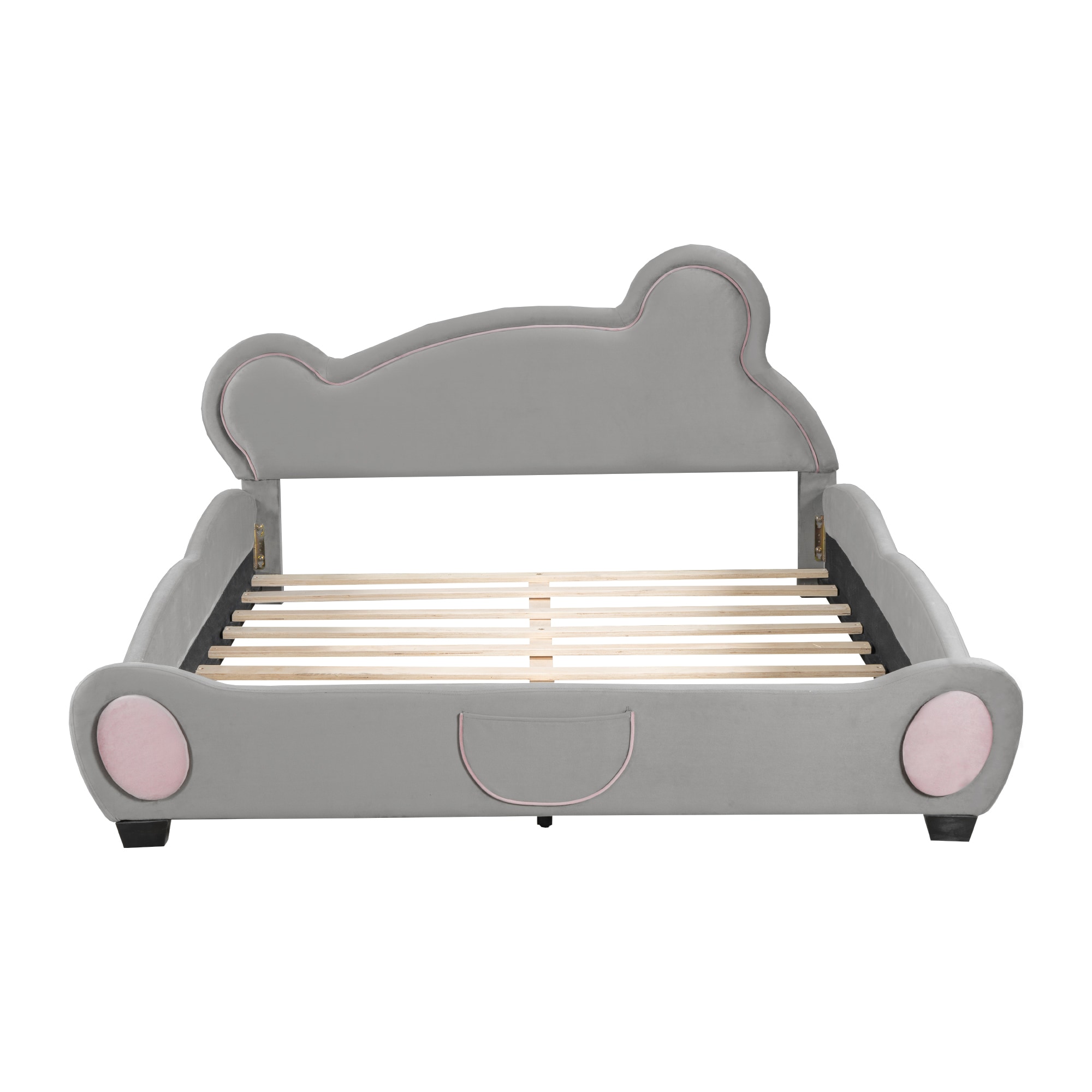 Kahomvis LW-QPN1-4AE Gray Queen Wood Platform Bed