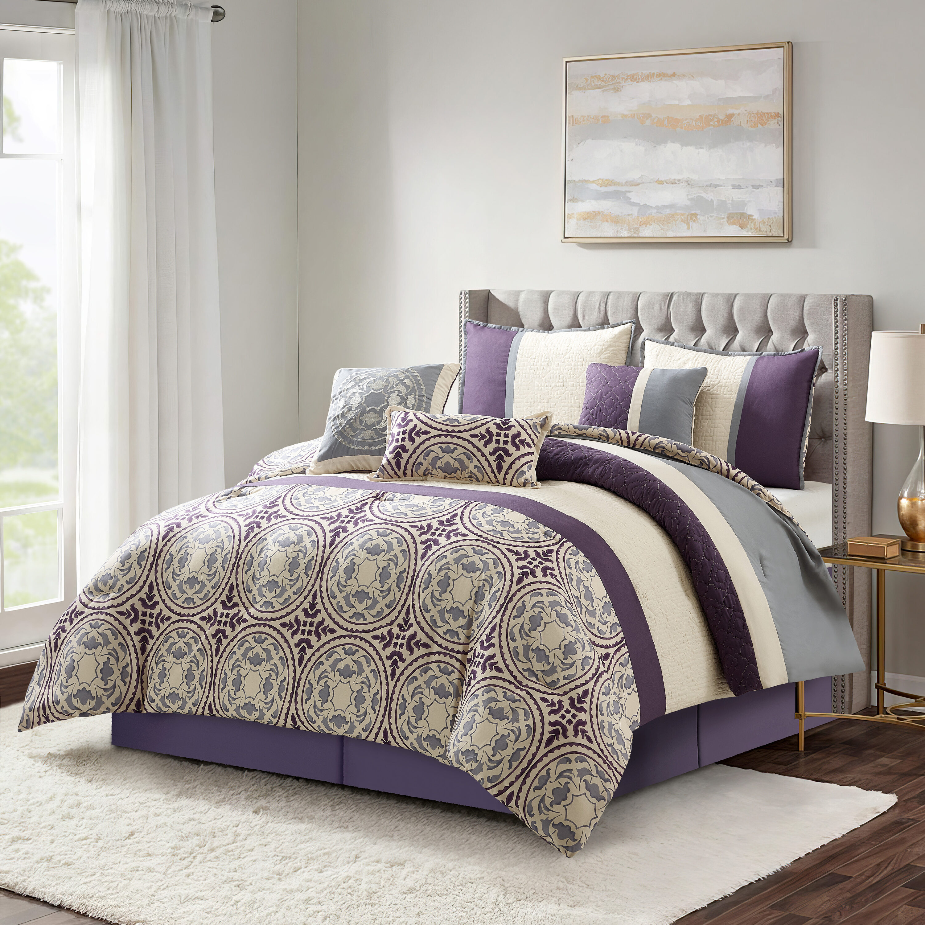 Nanshing CAMILA-Q-PURP 7 -Piece Purple Queen Comforter Set