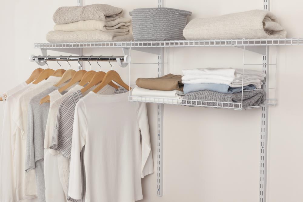 Rubbermaid FastTrack Closet Plastic Shelf Dividers, White, 2 Count. Great  for organizing your clothes into groups. 