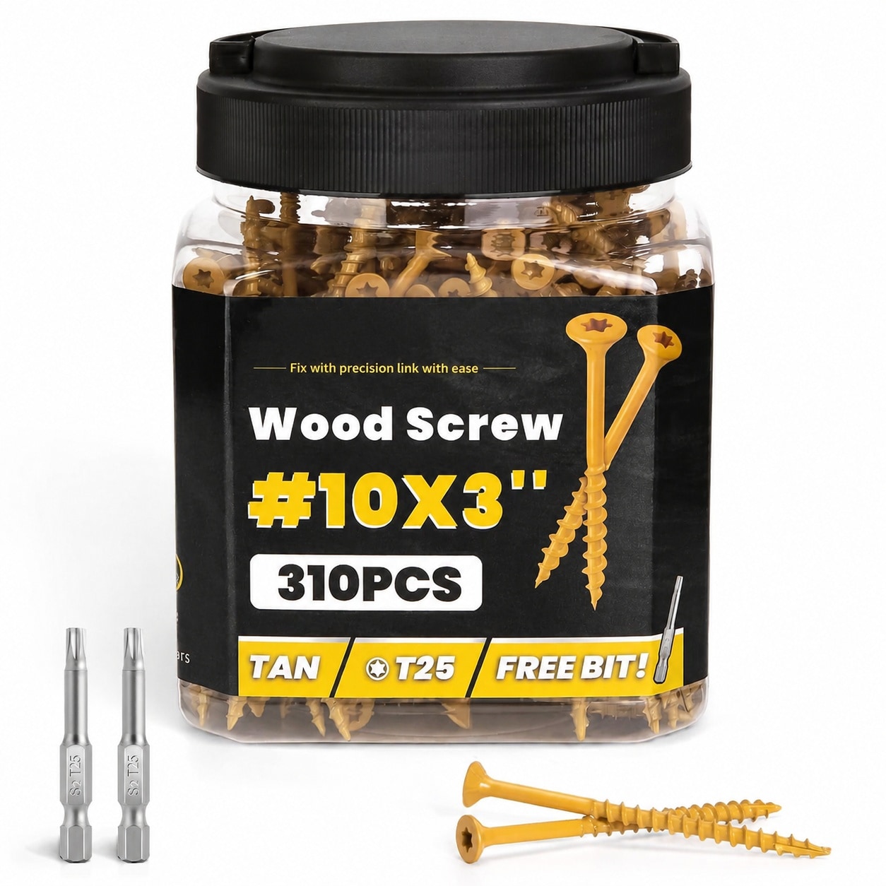 KIWDZFU  Wood Screws 3 Inch 10 x 3 Epoxy Coated T25 Star Drive 310 Pieces Rust Resistant Deck Screws for Outdoor Wood Fence and Decking