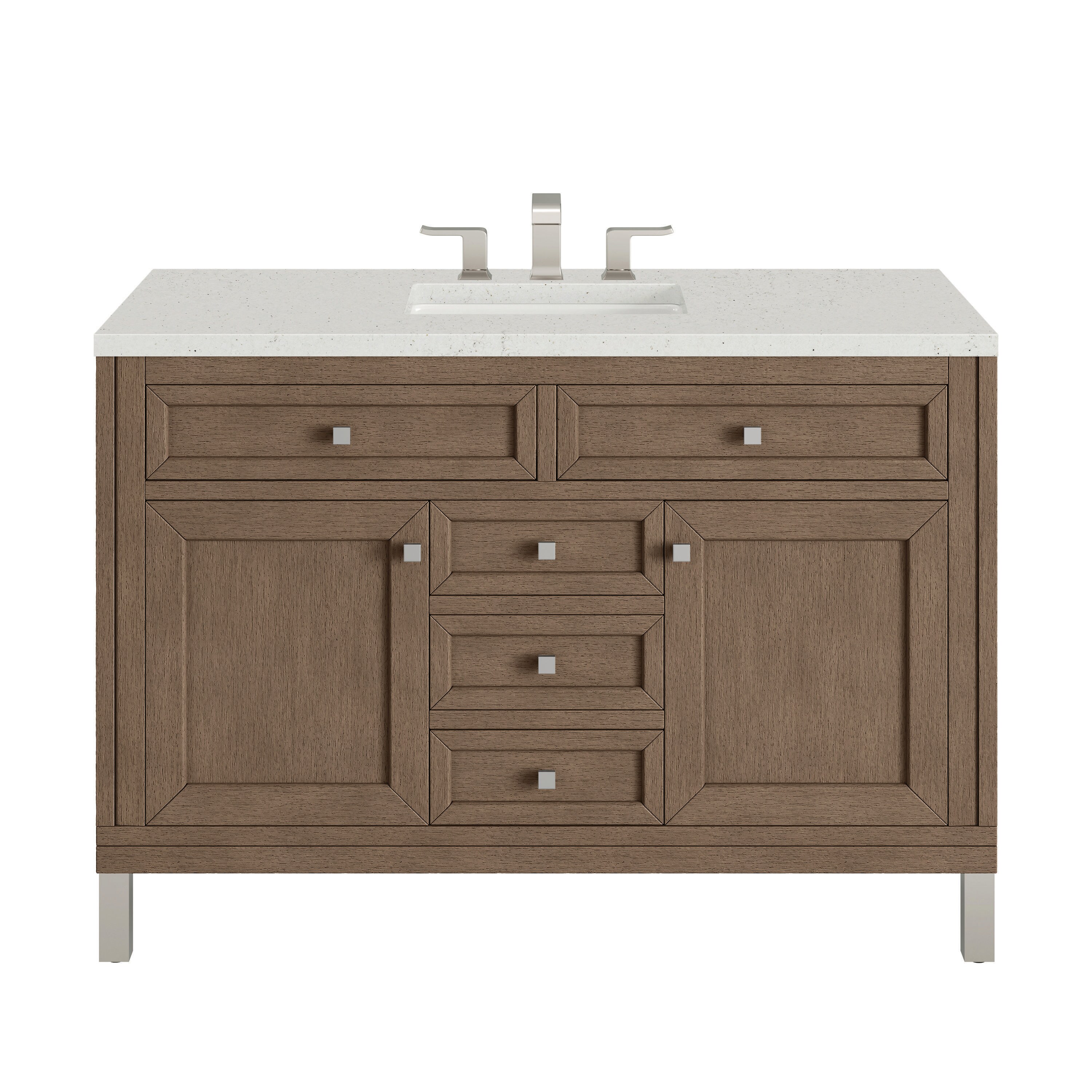 James Martin Vanities 305-V48-WWW-3LDL Chicago 48-in Whitewashed Walnut Undermount Single Sink Bathroom Vanity with Lime Delight Quartz Top