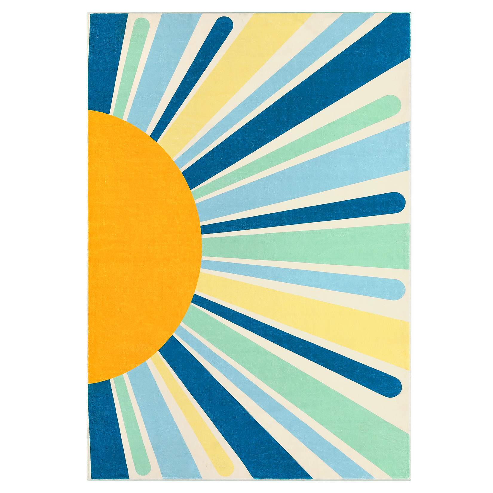 Qeetex LSN-PHO-106XVJTH 5 x 7 ft Polyester Pearl Velvet Blue Rectangular Hallway Bathroom Entryway Kitchen Office Foldable Kids Scorching Sun Printed Modern Washable Area Rug
