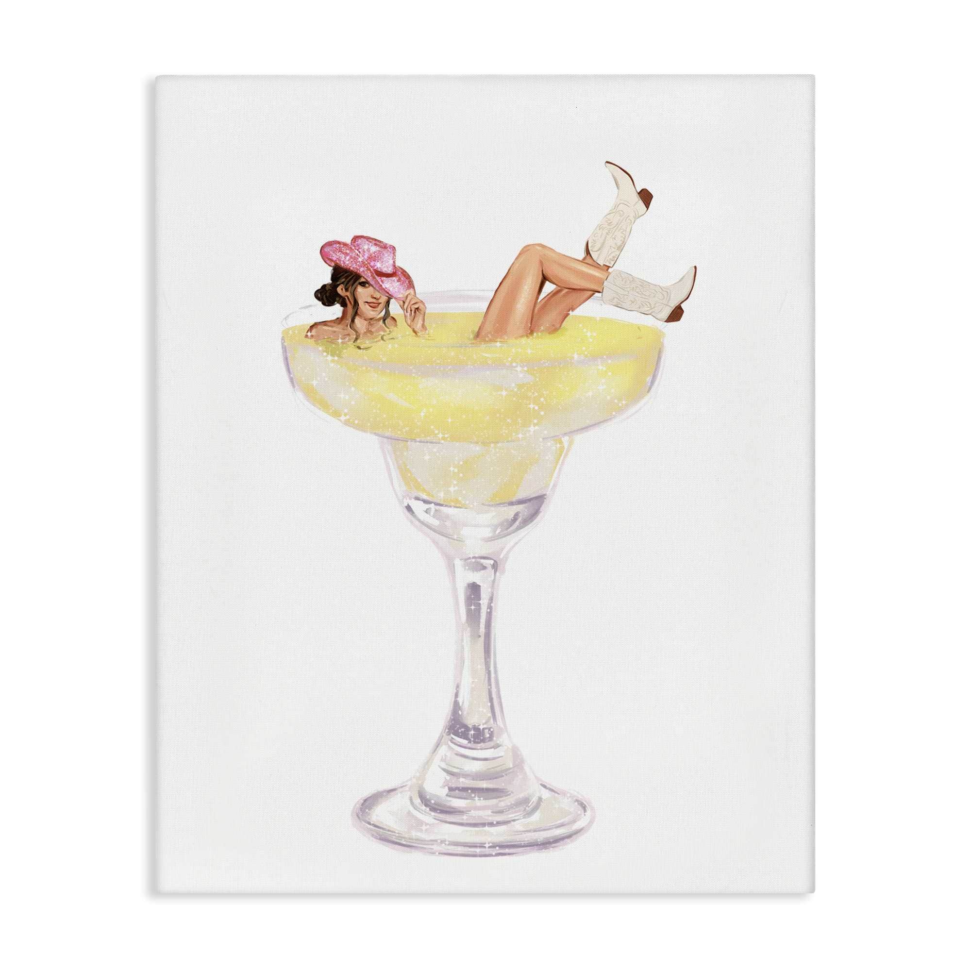 Stupell Industries - Glam Cowgirl in Margarita Canvas Wall Art By Ziwei Li 16 x 20
