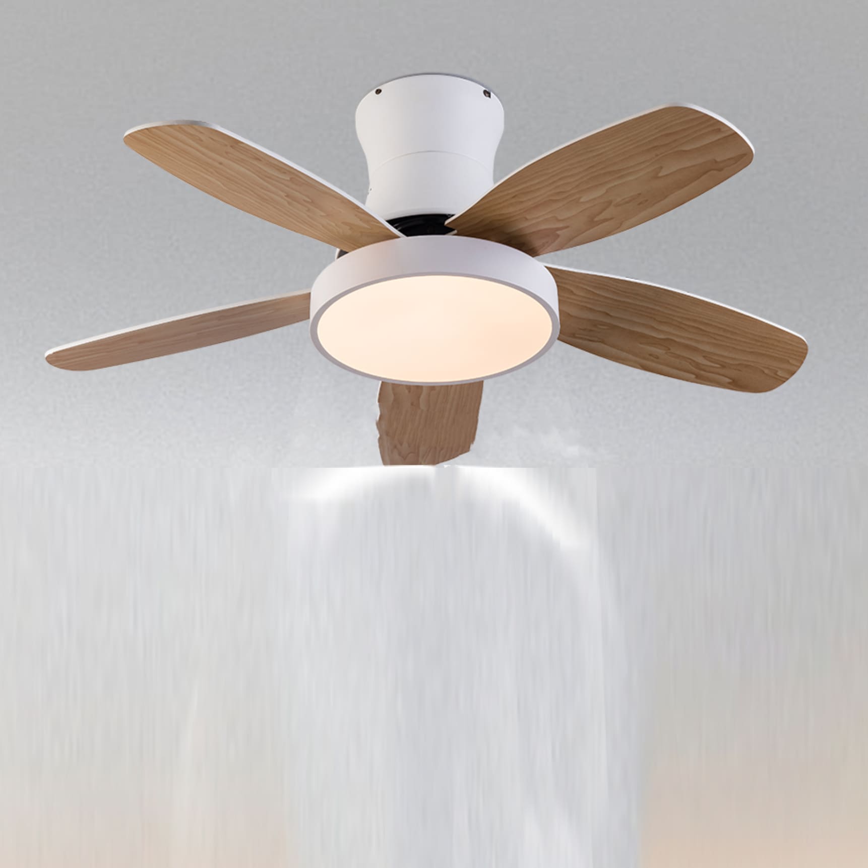 Oukaning JZUCOD2E99HCX 42-in Color-Changing Integrated LED Wood Brown with ABS Blades Chandelier Ceiling Fan With Light - Remote Included ( 5 -Blade )