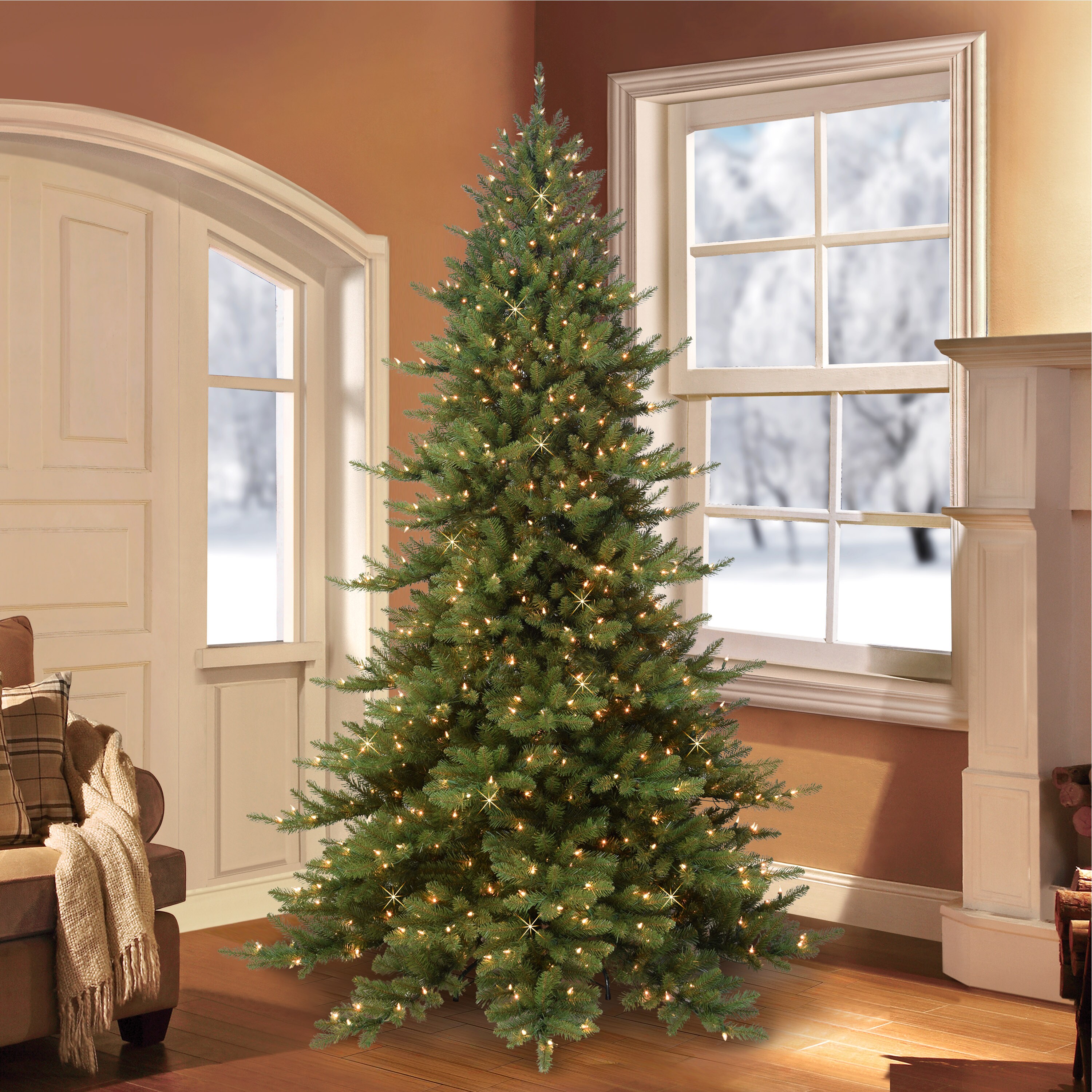 Puleo International 7.5ft Prelit Artificial Christmas Tree with