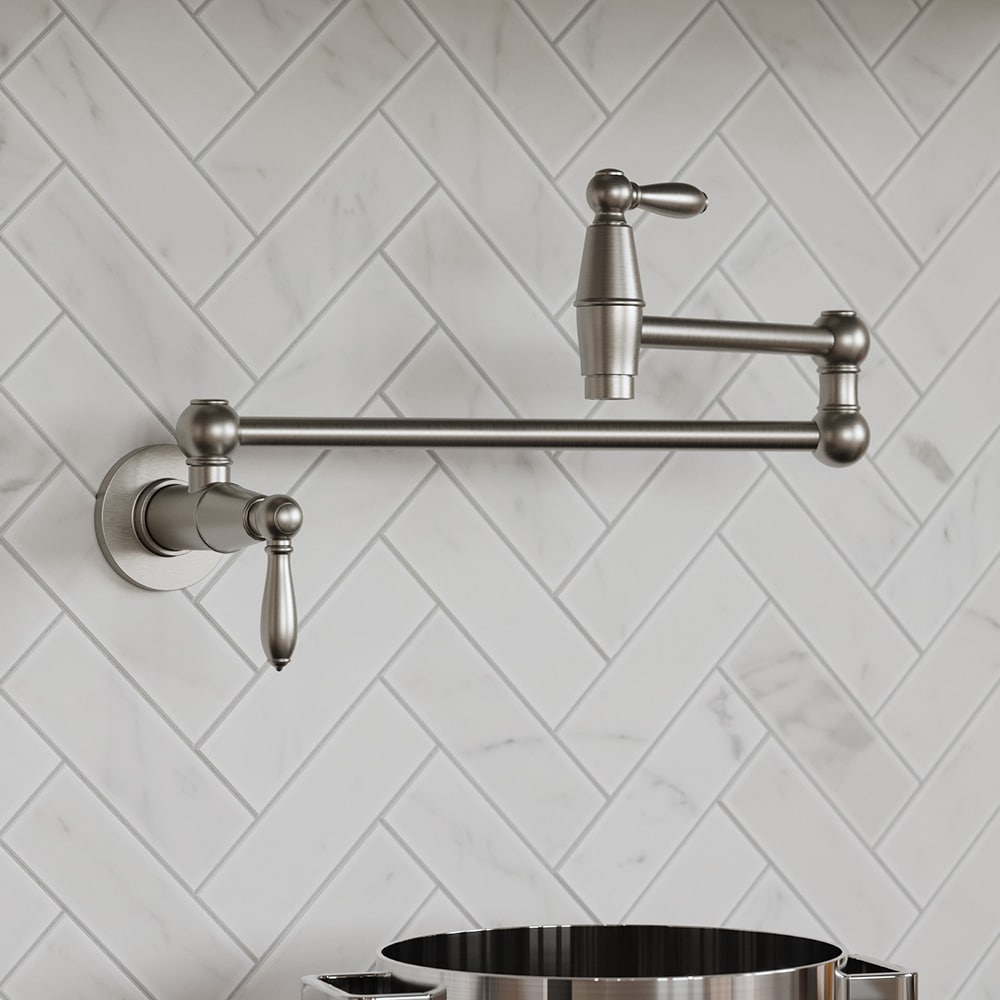 Pfister GT533-TDS Port Haven Stainless Steel Double Handle Deck-mount Pot Filler Kitchen Faucet