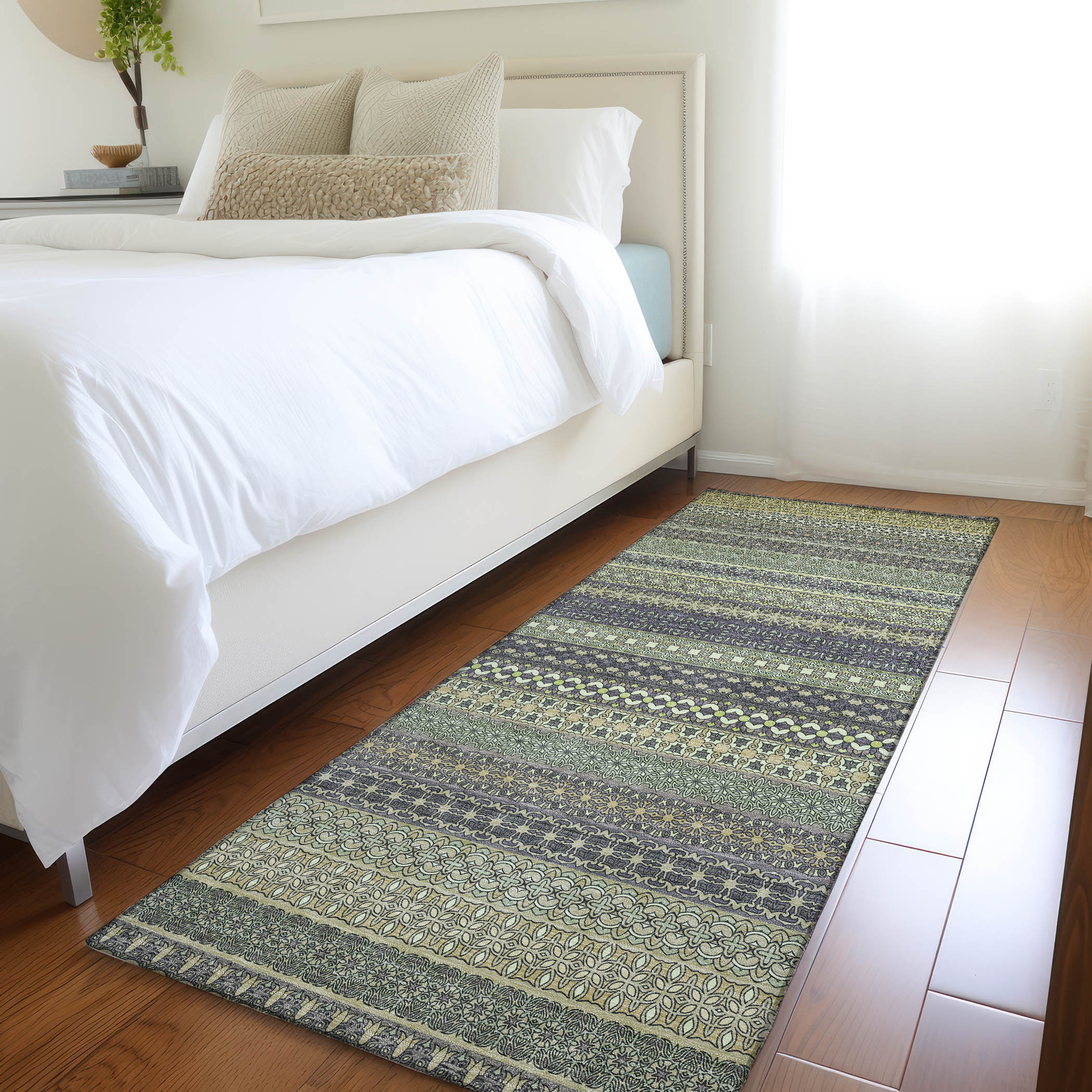Addison Rugs ACN527SA2X8 Chantille ACN527SA 2 x 7 (ft) Polyester Sage Rectangular Indoor/Outdoor Stripe Machine washable Area rug