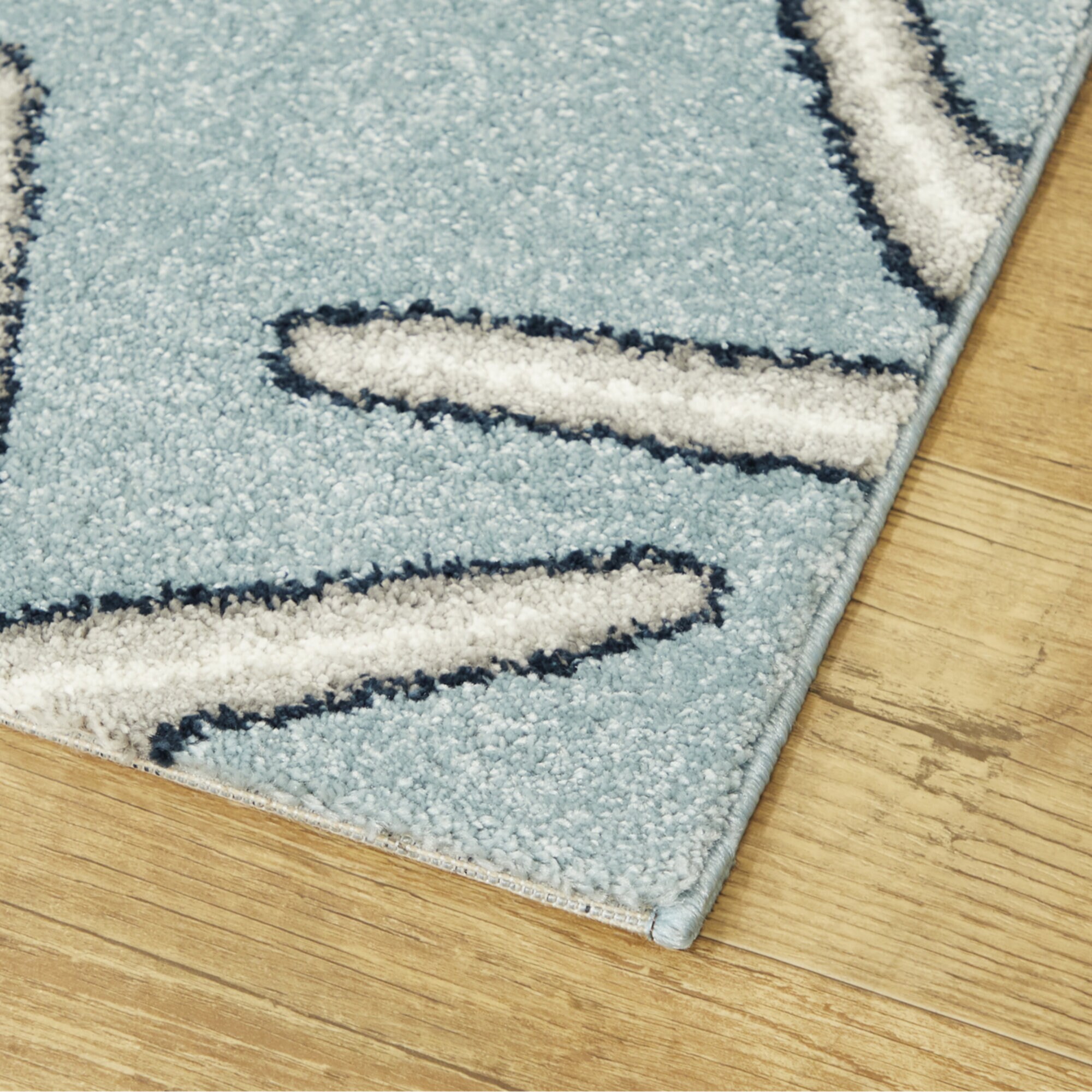 Massau Light Blue Synthetic Coastal Starfish Area Rug