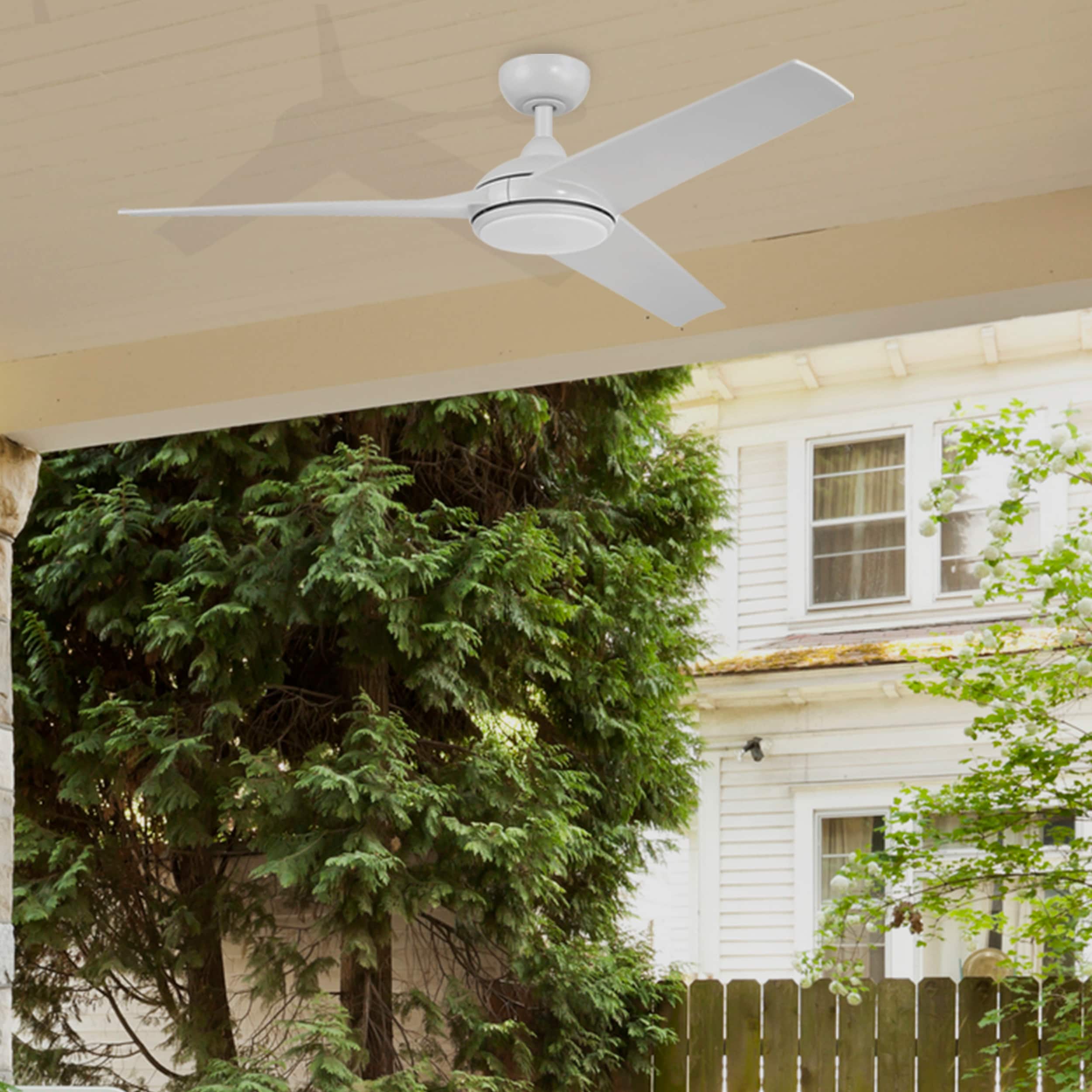 Harbor Breeze CHW52WW3LR Chetwood Easy Install 52-in Color-Changing Integrated LED Outdoor White with White Blades Ceiling Fan With Light - Remote Included ( 3 -Blade )