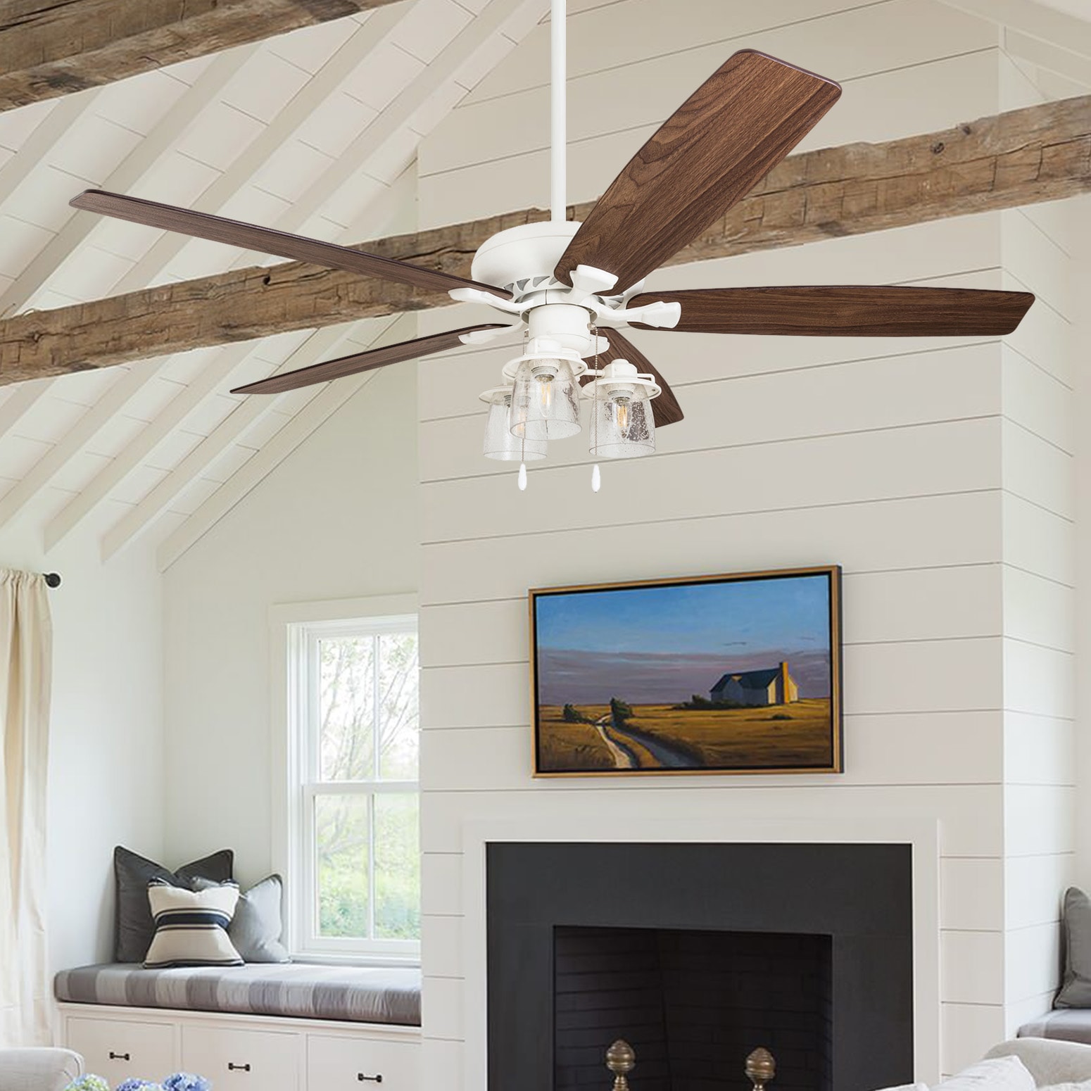 Prominence Home Westcliff 60-in White Indoor Ceiling Fan with Light (5 ...