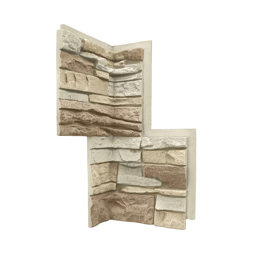 GenStone G2VBIC Stacked Stone Inside Corner 2.82 Square feet Vanilla Bean Faux stone veneer