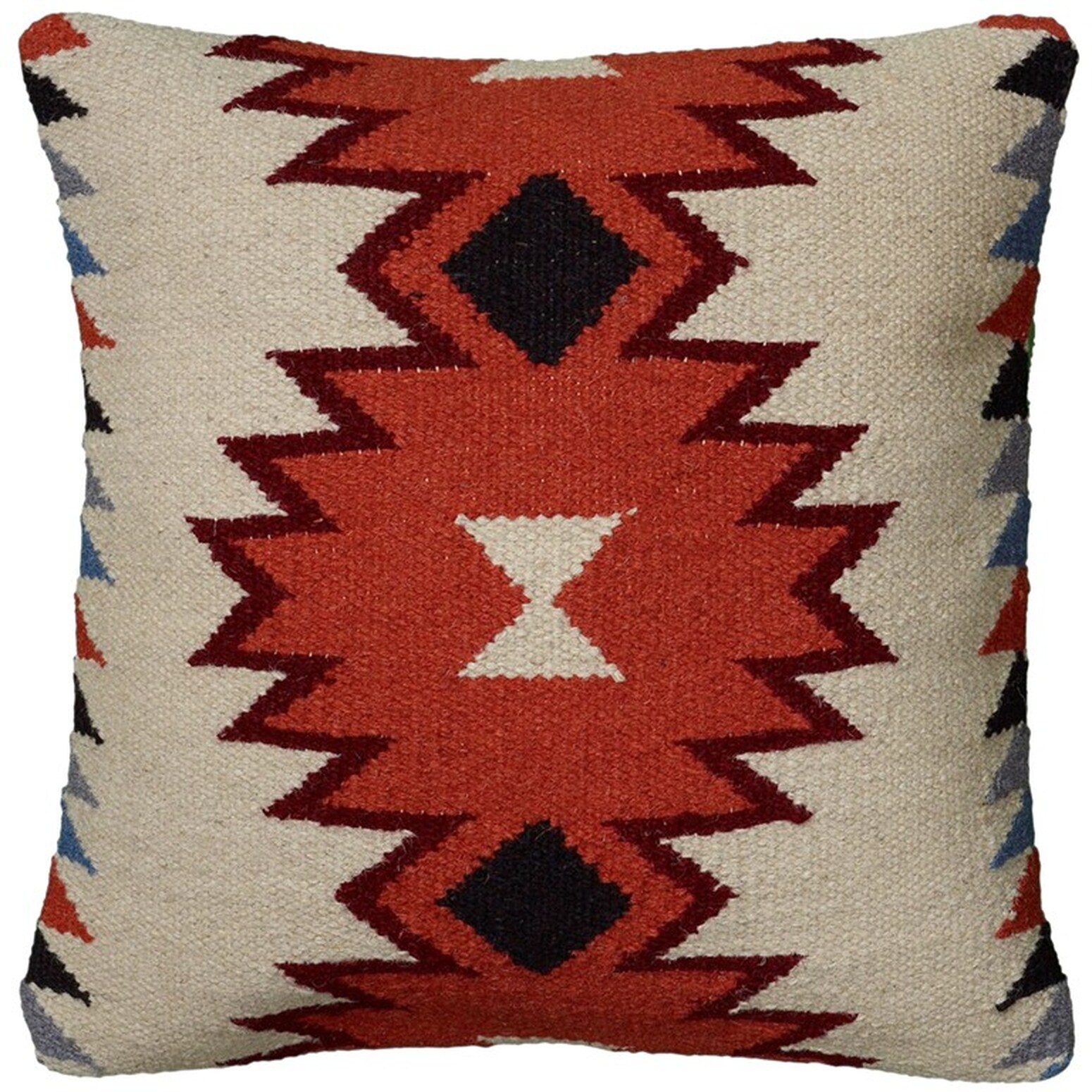 HomeRoots 4000403153 18-in x 18-in Orange and Ivory Square Indoor Decorative Pillow