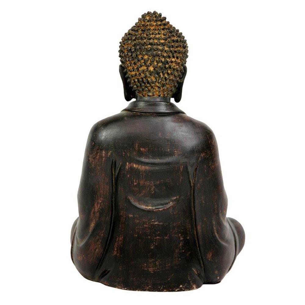 Oriental Furniture Black Resin Seated Buddha Statue 9.5-in H - Zen ...