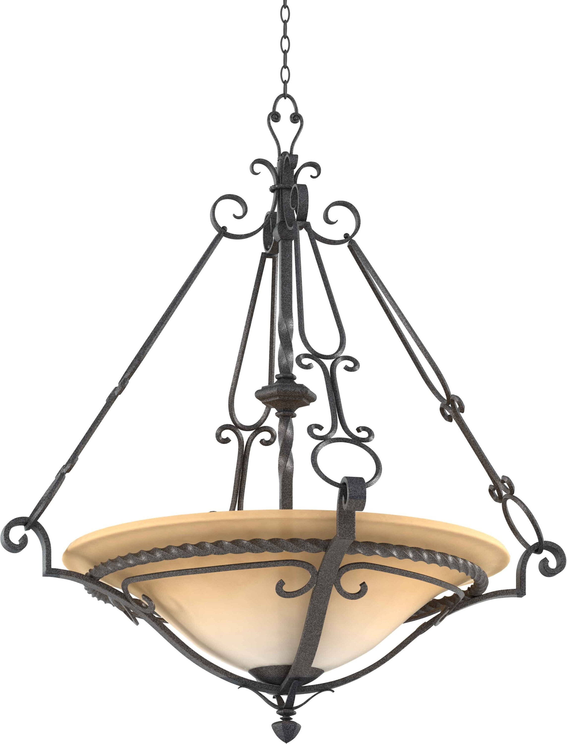 Volume Lighting V4574-36 Sevilla 4 -Light Wrought Iron Transitional Bowl Large Hanging Pendant light