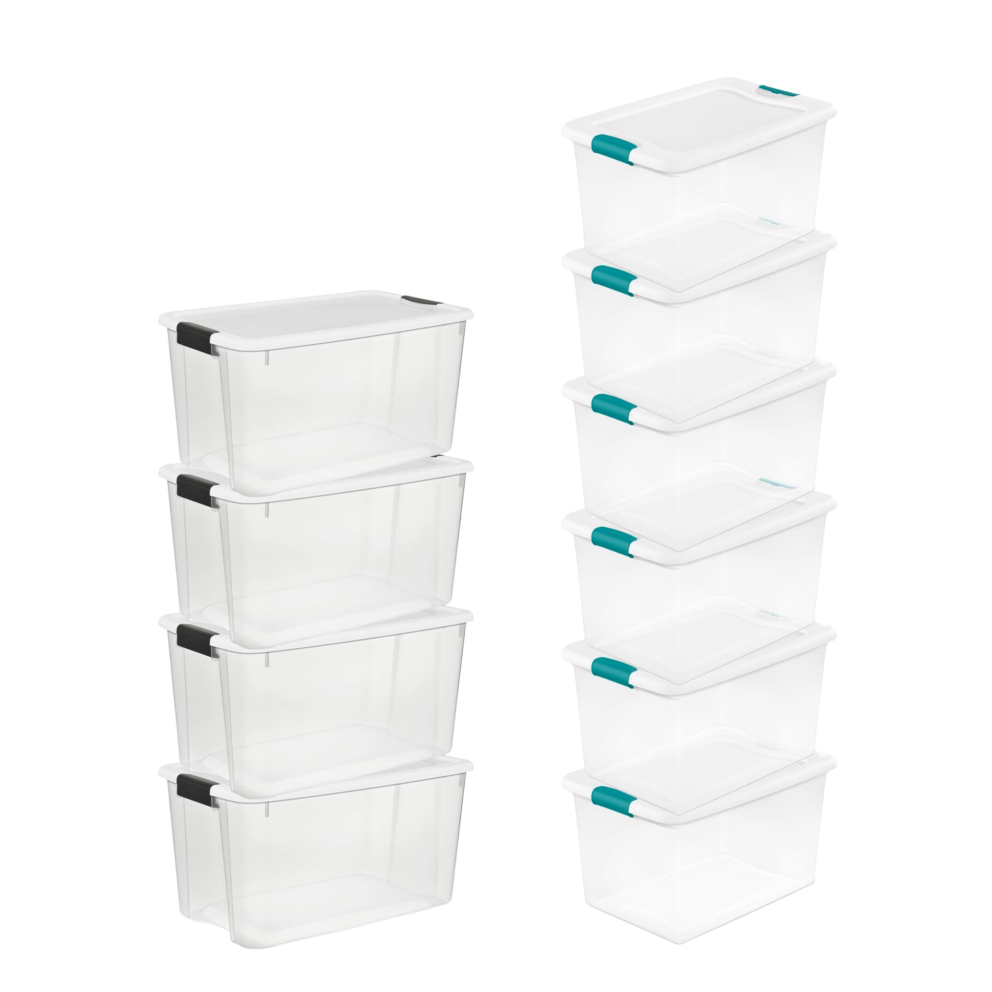 Sterilite 70 Quart Clear Plastic Storage Bin with White Latch Lid, 20 Pack