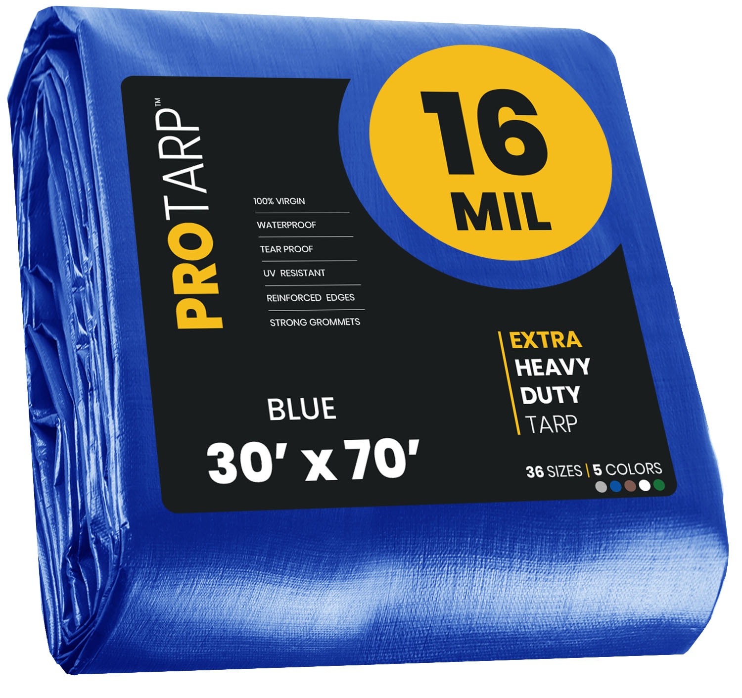 PROTARP PT-105-30X70 30-ft x 70-ft Blue Waterproof Commercial Polyethylene 16-Mils Tarp