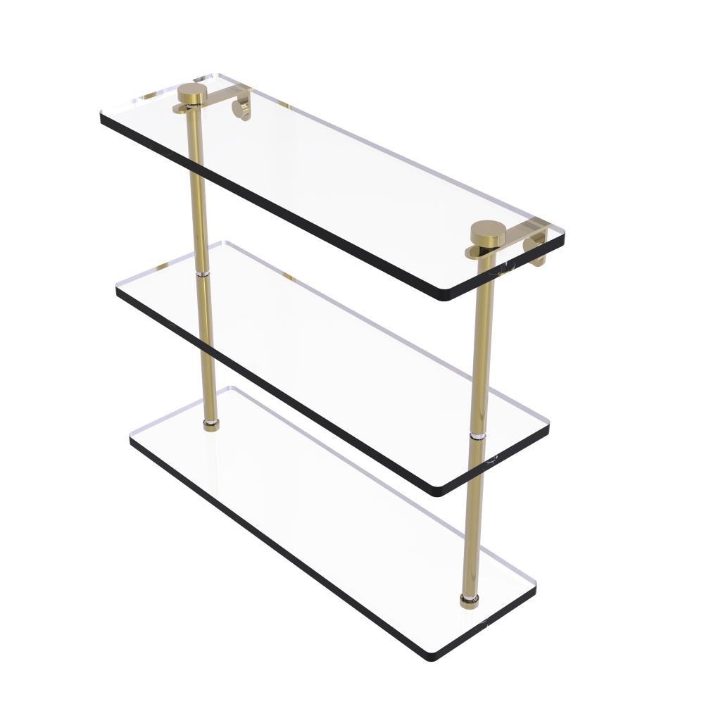 Allied Brass NS-5/16-UNL Unlacquered Brass 3 -Tier Wall mount Bathroom Shelf ( 16-in x 15-in x 5-in )