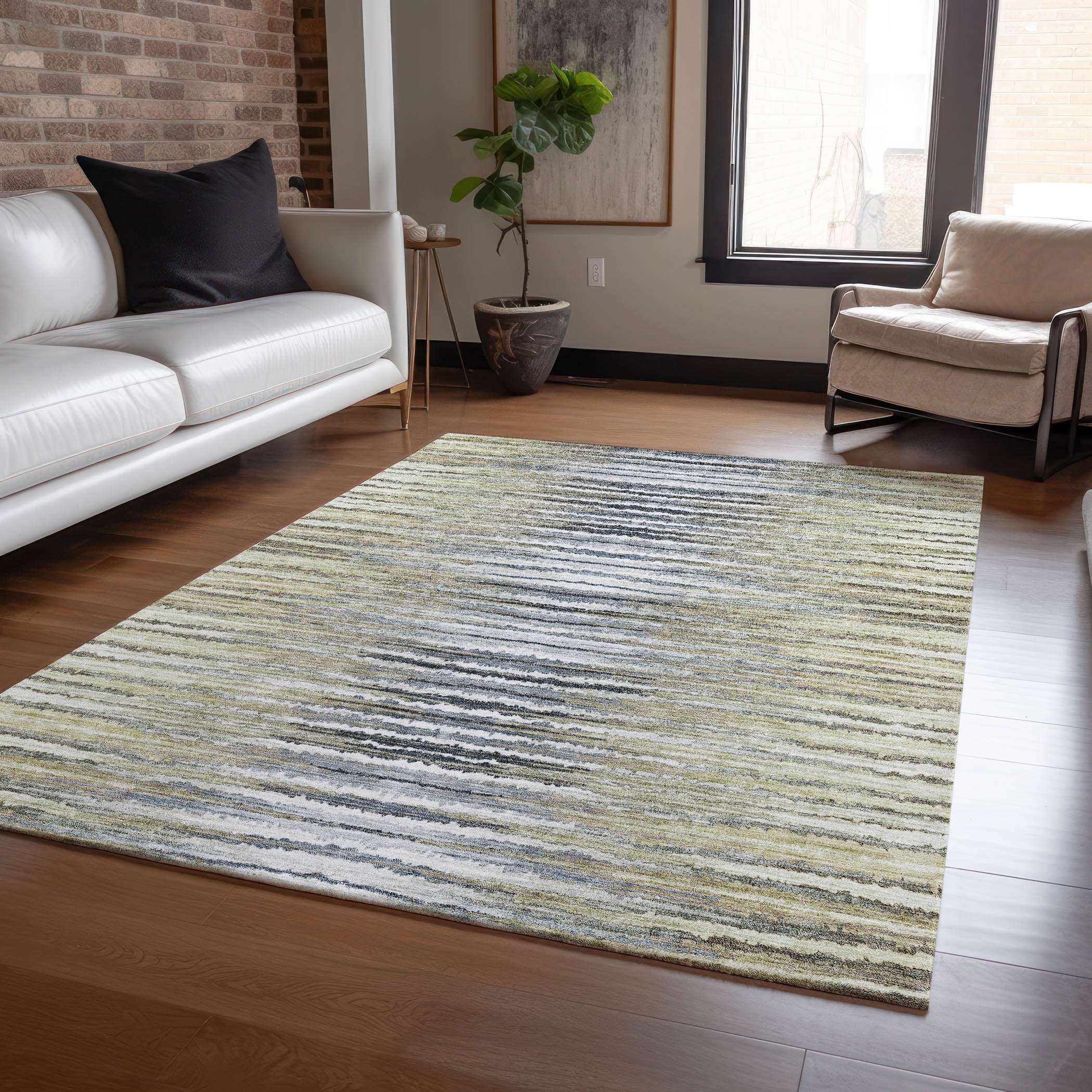 Addison Rugs ACN604BG10X14 Chantille ACN604BG 10 x 14 (ft) Polyester Beige Rectangular Indoor/Outdoor Abstract Machine washable Area rug