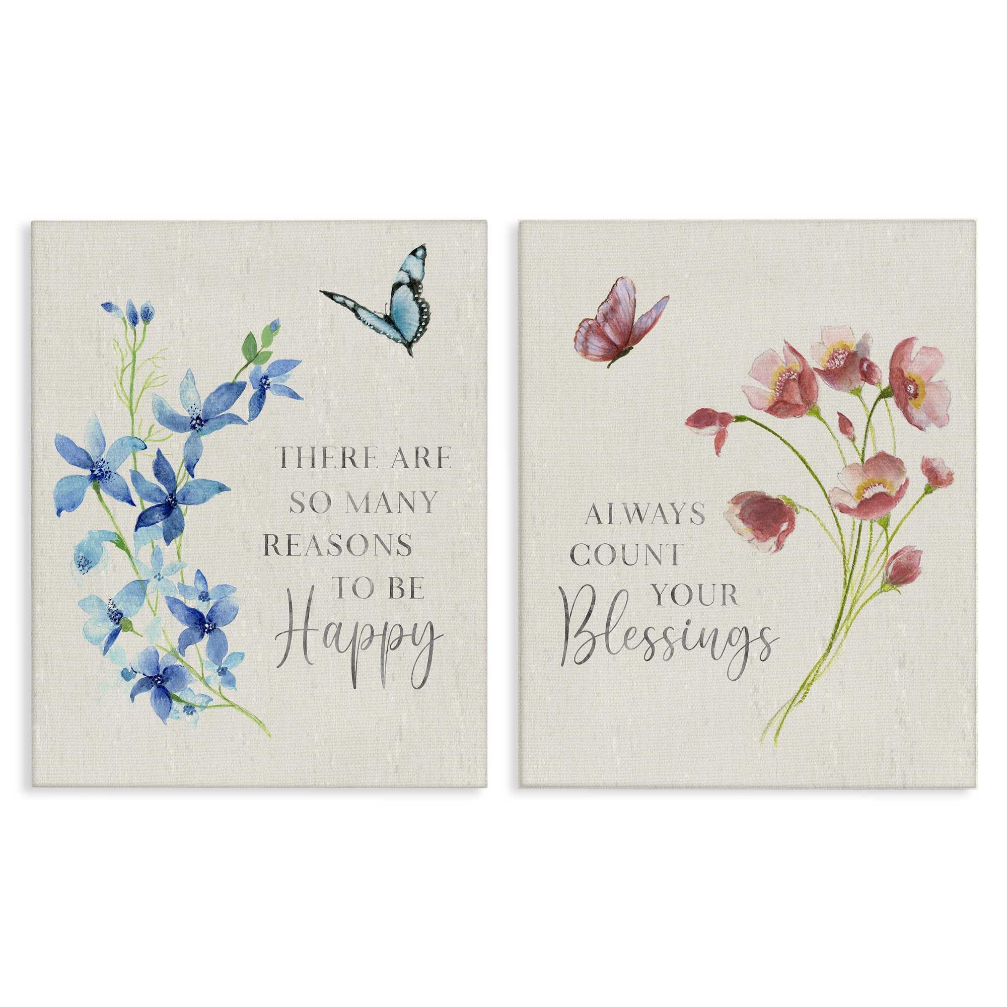 Stupell Industries B2-736-CN-2PC-24X30 Inspiring Words with Florals 2 Piece Canvas Wall Art Set By Tava Studios 24 x 30