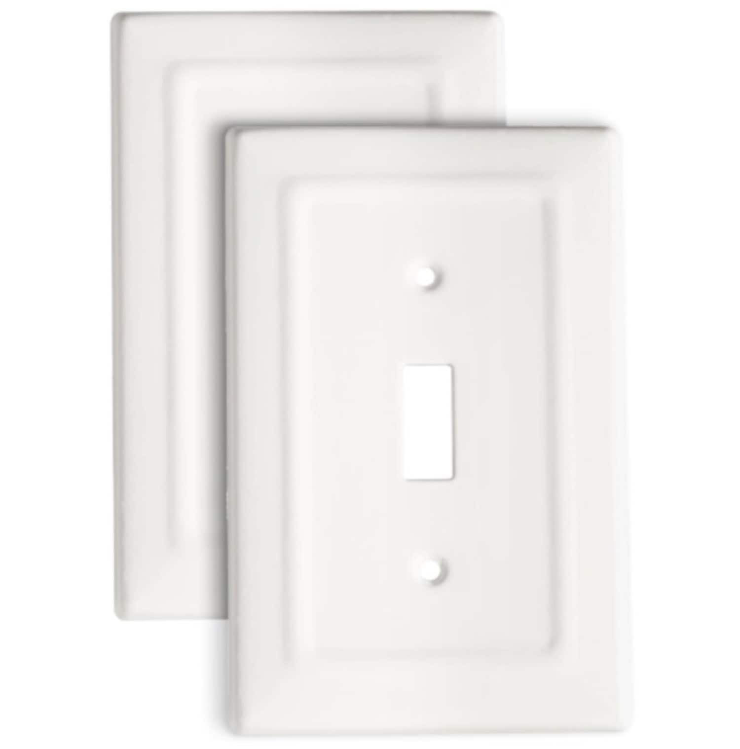 Monarch Abode 19051 Architectural 1 -Gang Standard Size Classic White Metal Indoor Toggle Wall Plate 2 -Pack