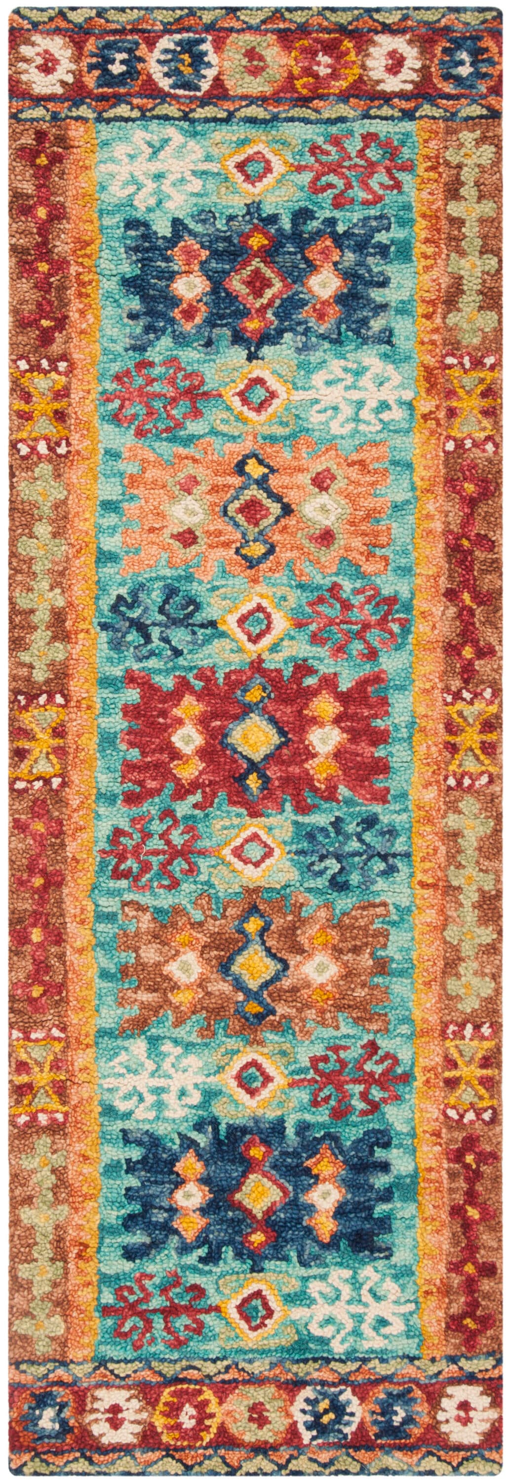 Handmade Blue and Red Wool Tufted Area Rug