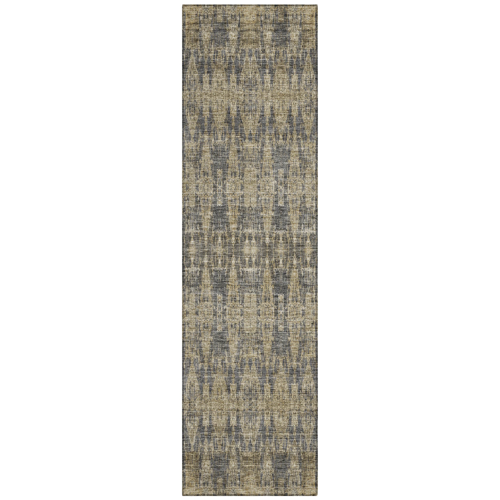 Addison Gray Moroccan Motif Washable Synthetic Runner Rug