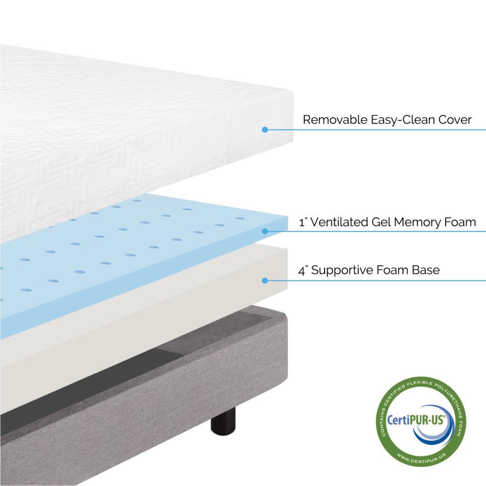 LUCID Comfort Collection SureCool 5-in Firm Queen Memory Foam Mattress in a Box  in the Mattresses department at