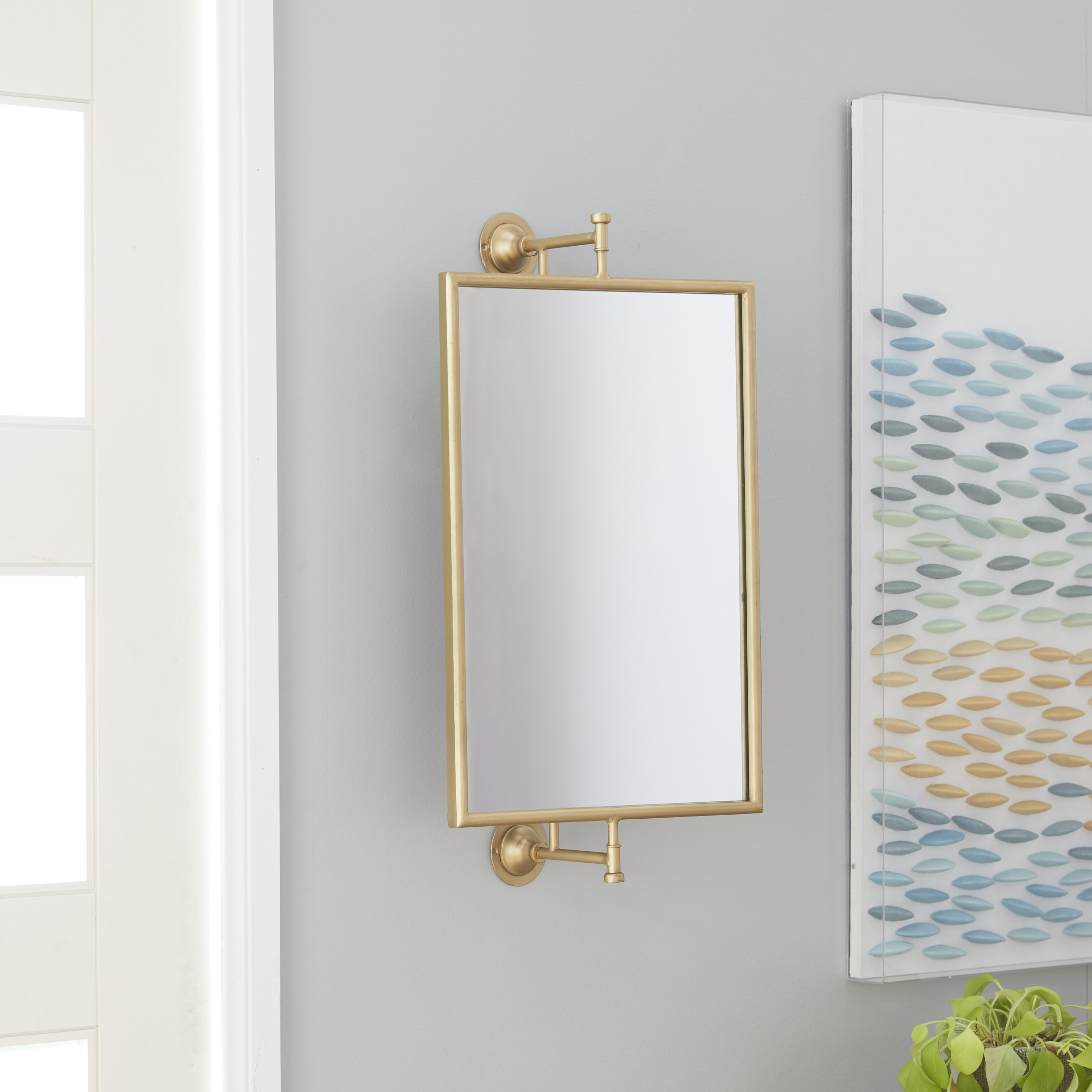 Grayson Lane 39729 14-in W x 28.0-in H Rectangle Gold Dimensional Framed Wall Mirror
