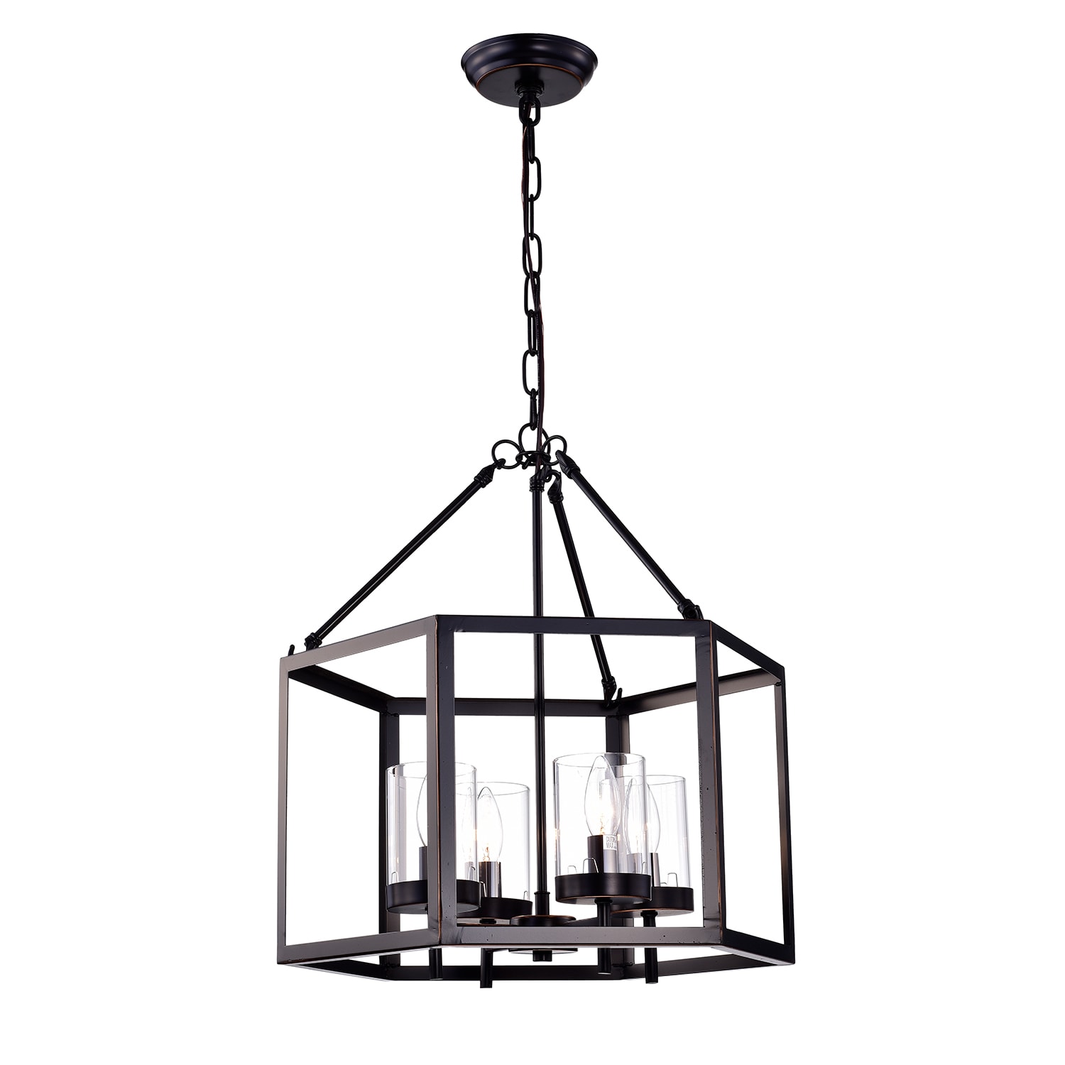 Oil Rubbed Bronze 4-Light Hexagon Cage Chandelier