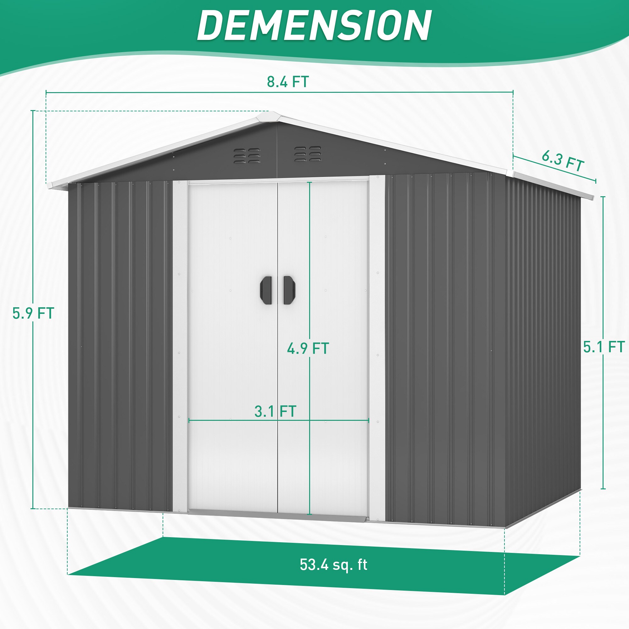 Jaxpety HG61H1324-L01 Metal-Storage-Buildings-Sheds - View #7