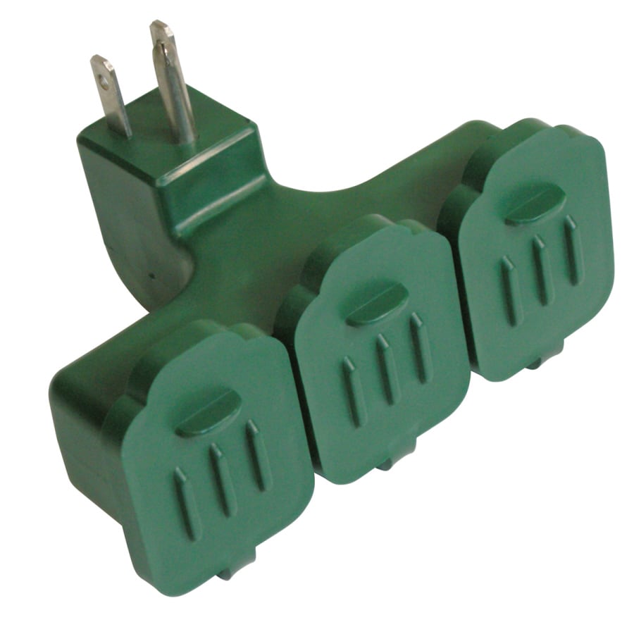 Utilitech UTAD25001B 15 -Amp 3-wire grounding Single to triple Green Basic Standard Adapter