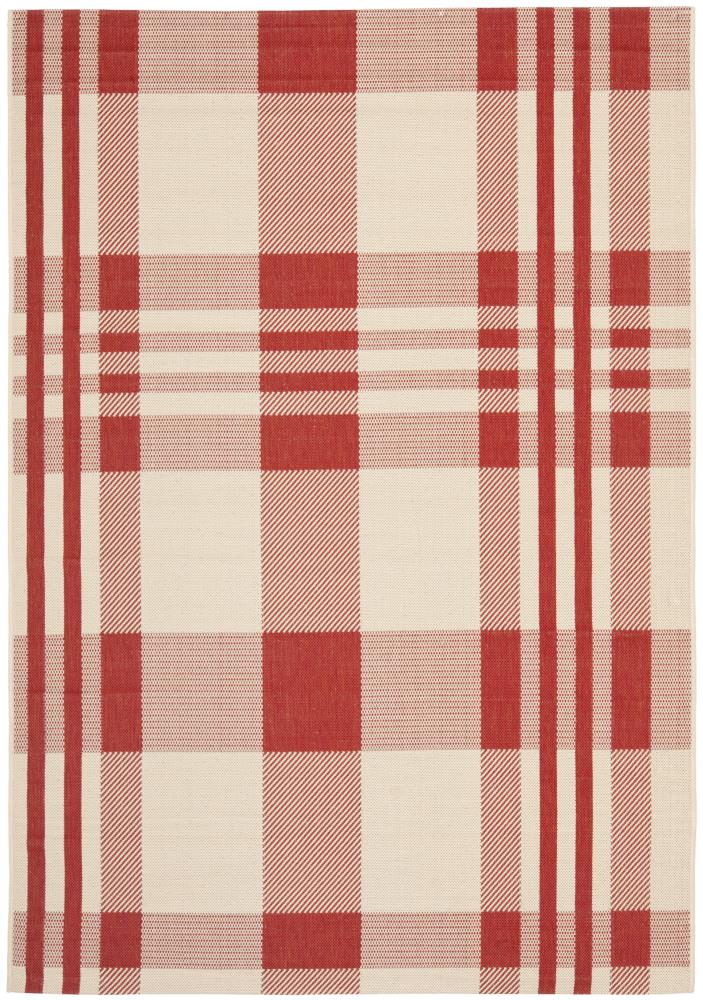 Safavieh CY6201-238-6 Courtyard Caye 7 x 10 (ft) Loomed Polypropylene Red/Bone Rectangular Indoor/Outdoor Abstract Coastal Area rug