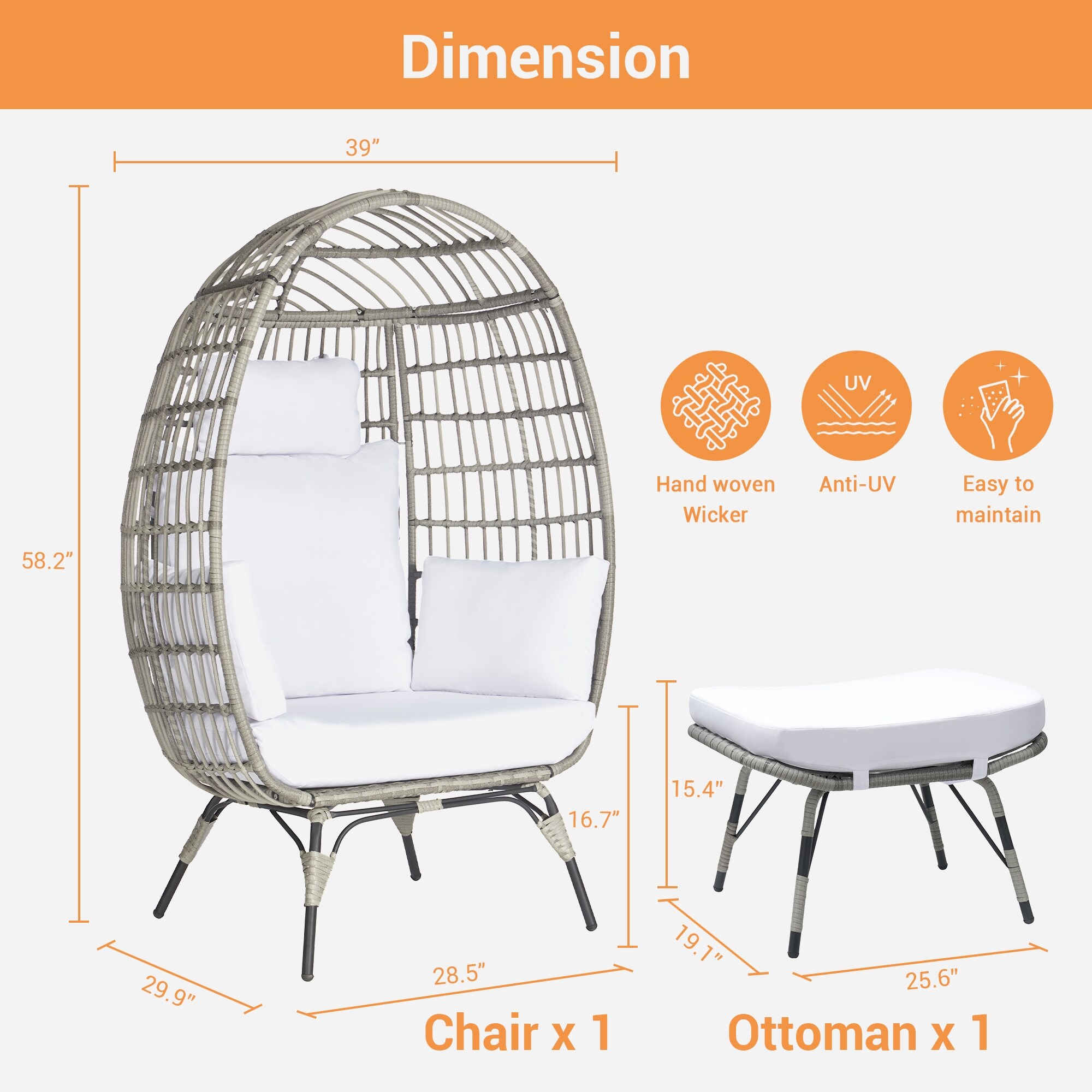 SANSTAR L-JDC62WT-AD Patio-Conversation-Sets - View #2