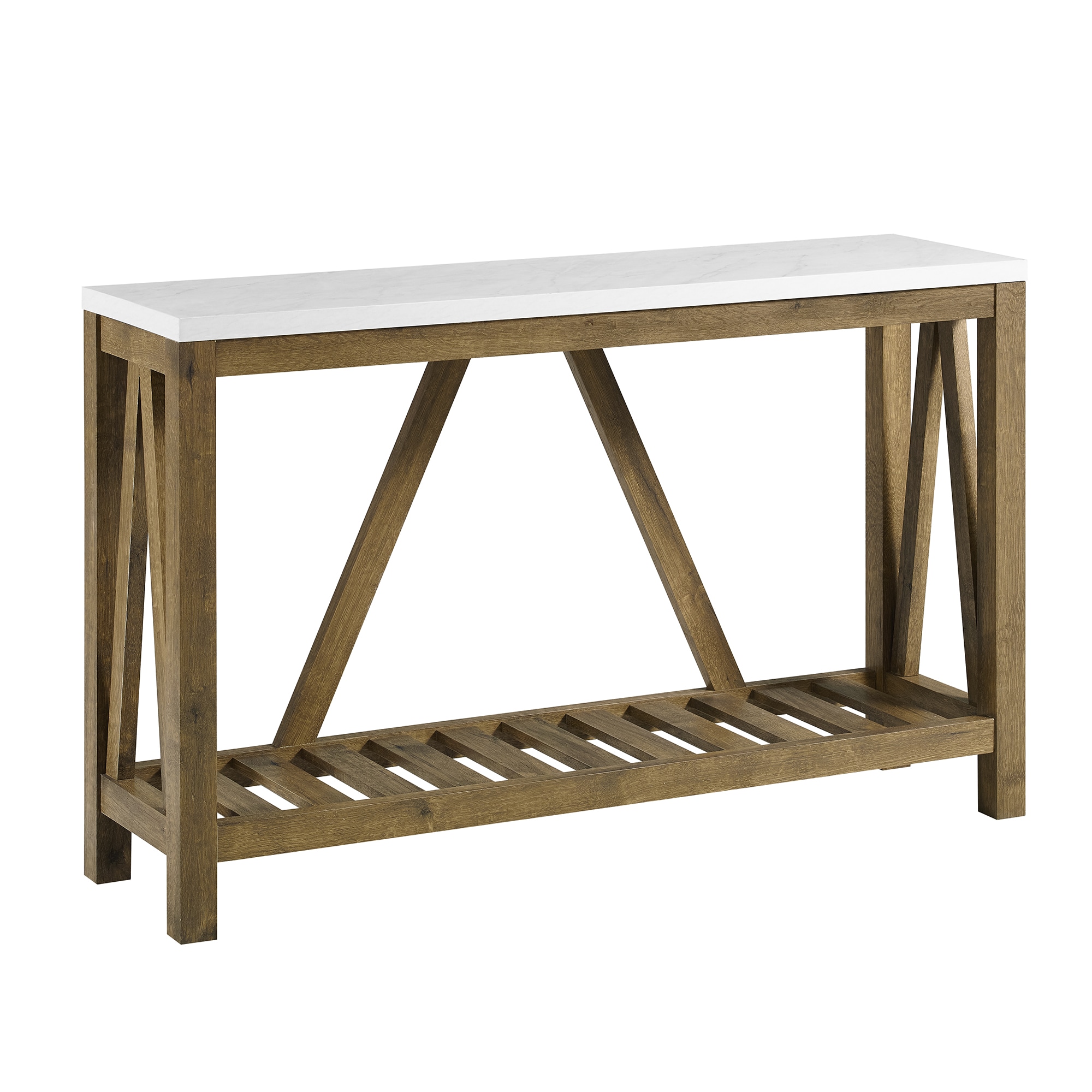 Walker Edison Rustic Faux White Marble Console Table at Lowes.com