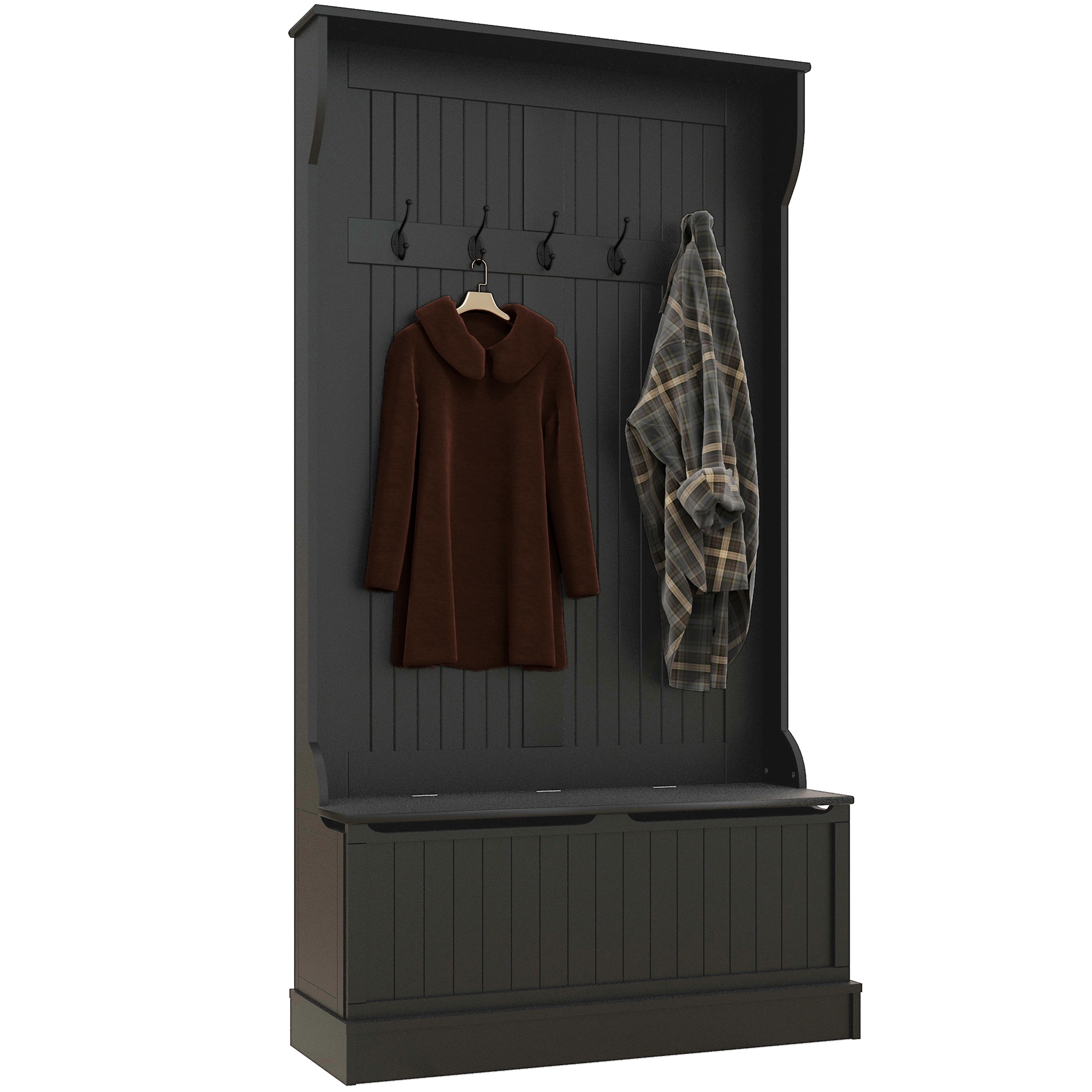 Flynama L-P229710 Modern 37.75-in Black Wood Hall Tree