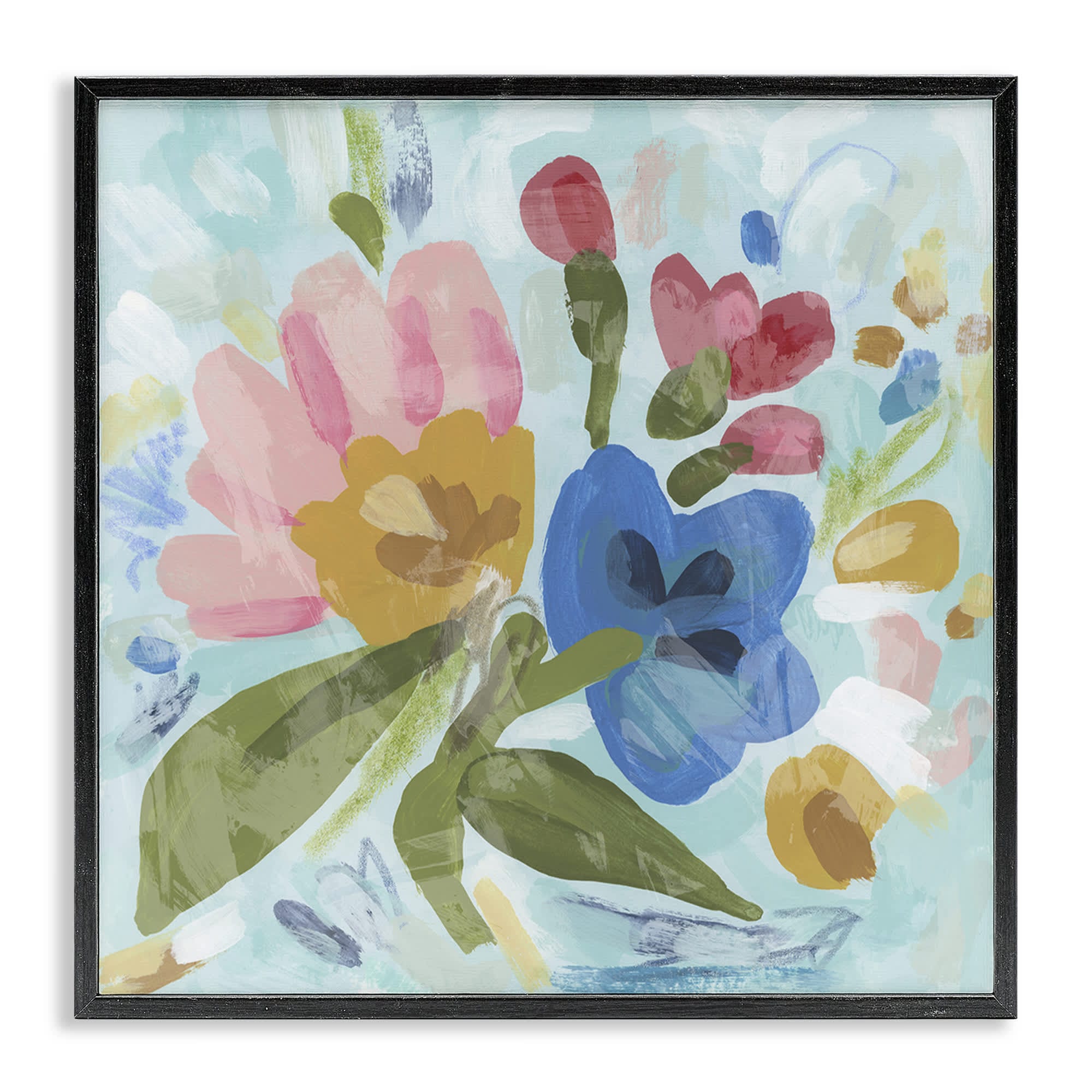 Stupell Industries BS-407-FR-24X24 Stylish Pop Flowers Black Framed Giclee Art By June Erica Vess 24 x 24
