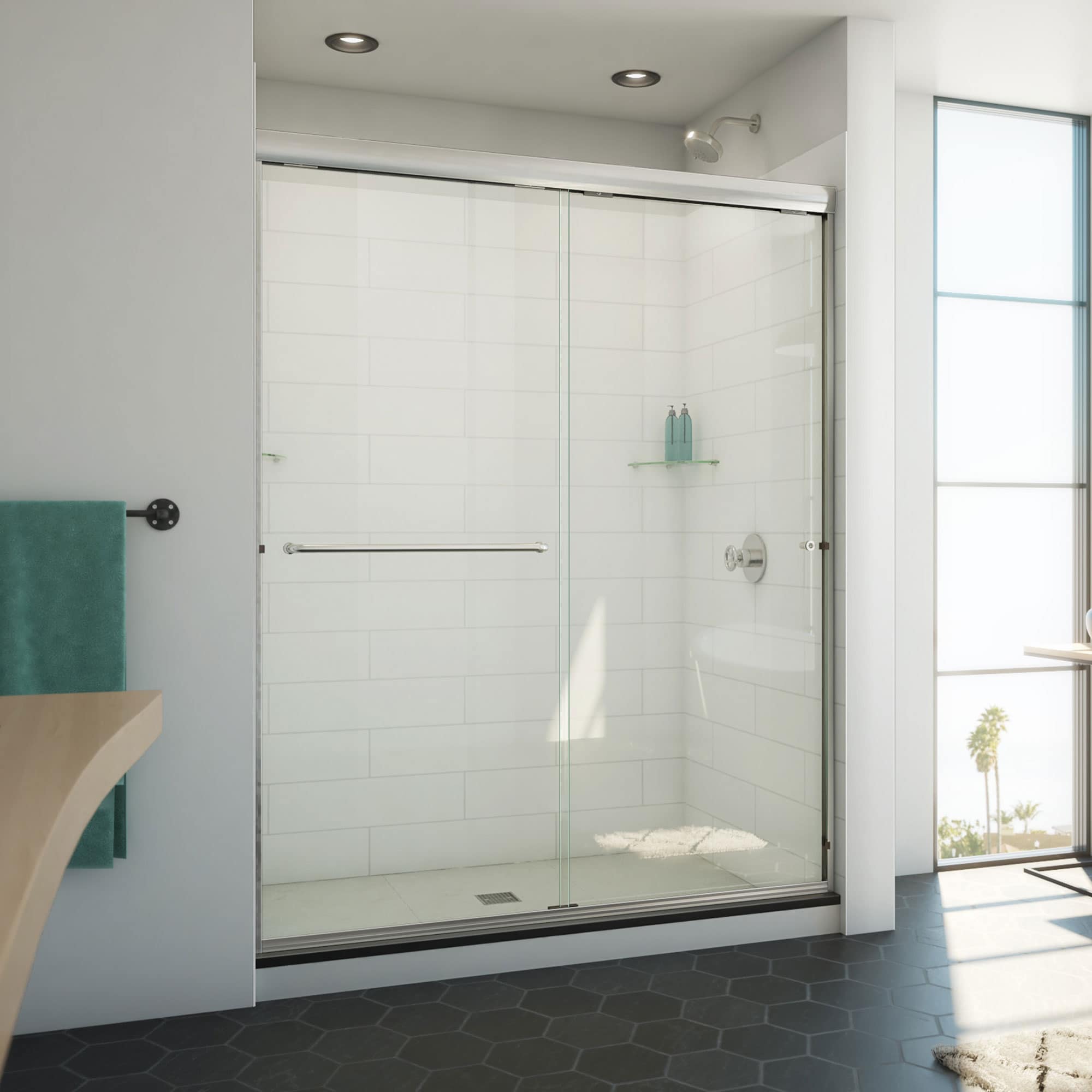 Buy 56-60 in. W x 59 in. H Frameless Bathtub Door, Water Repellent Tub  Shower Door with Reversible Handle, Bathtub Shower Door with 5/16 (8mm)  Certified Clear Tempered Glass, Stainless Steel Online