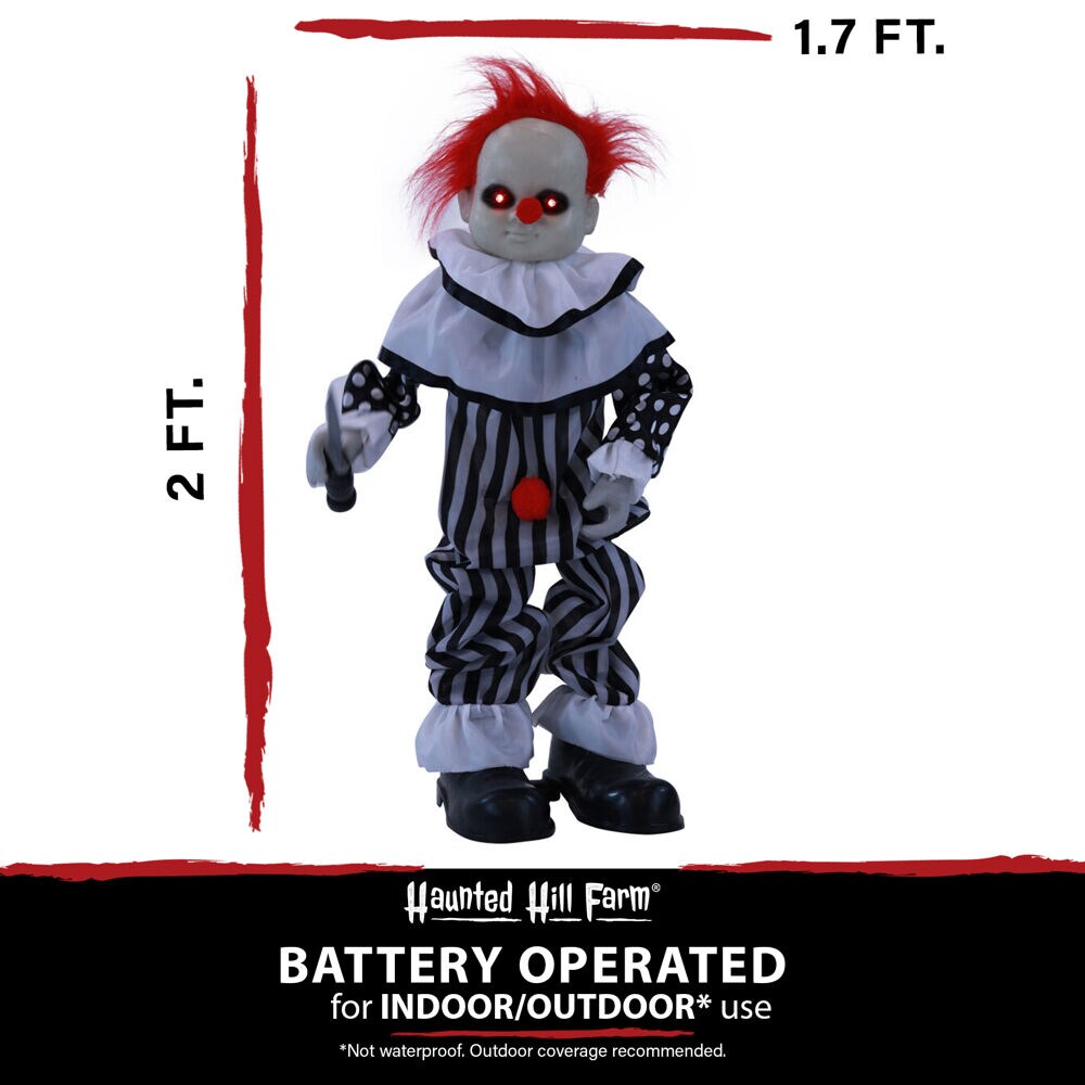 Haunted Hill Farm 25-in Screeching Lighted Animatronic Clown Figurine ...