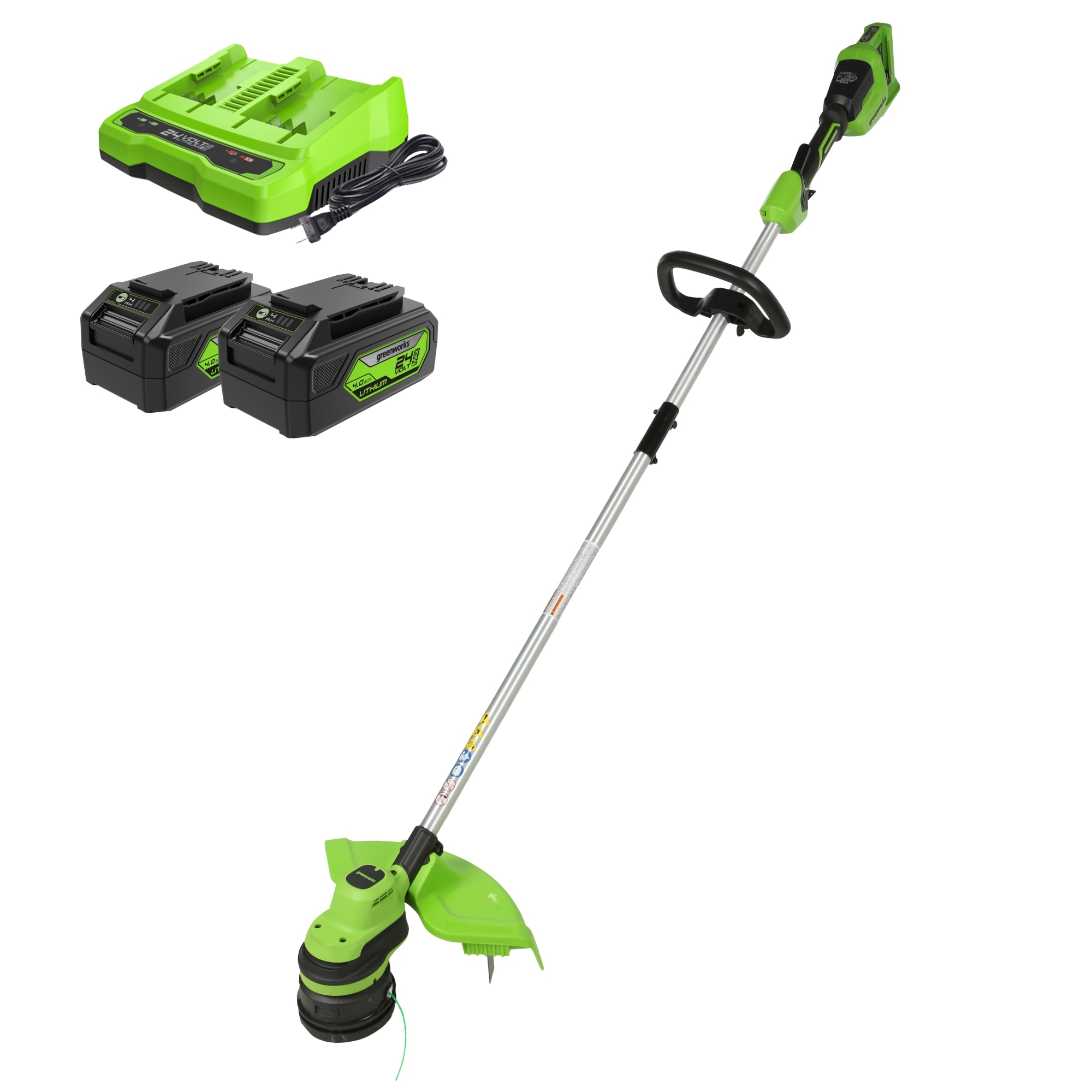 Greenworks ST48L4411 48-volt 15-in Straight Shaft Battery String Trimmer 4 Ah (Battery Included) (Charger Included)