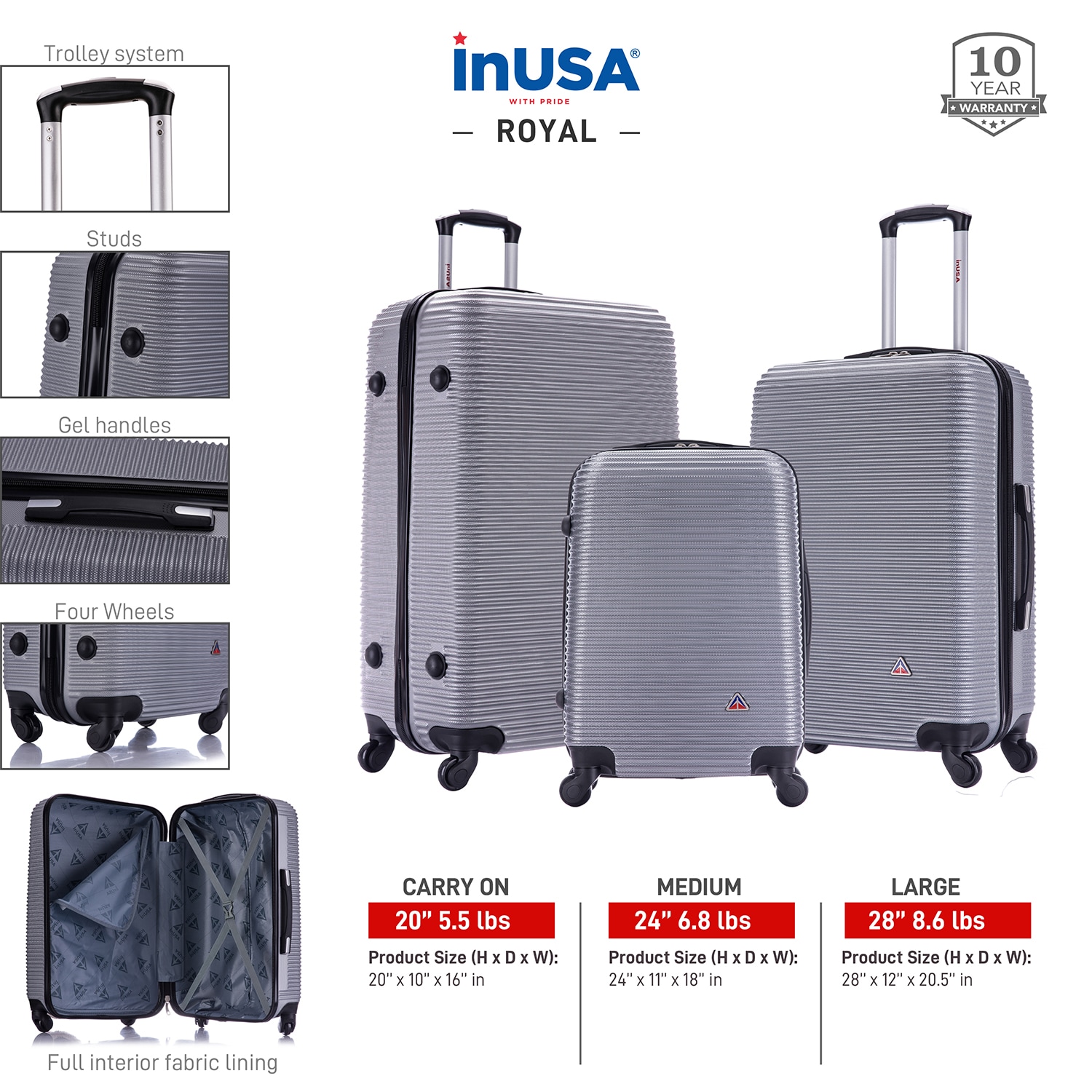 InUSA IUROYSML-SIL Luggage-And-Luggage-Sets - View #3