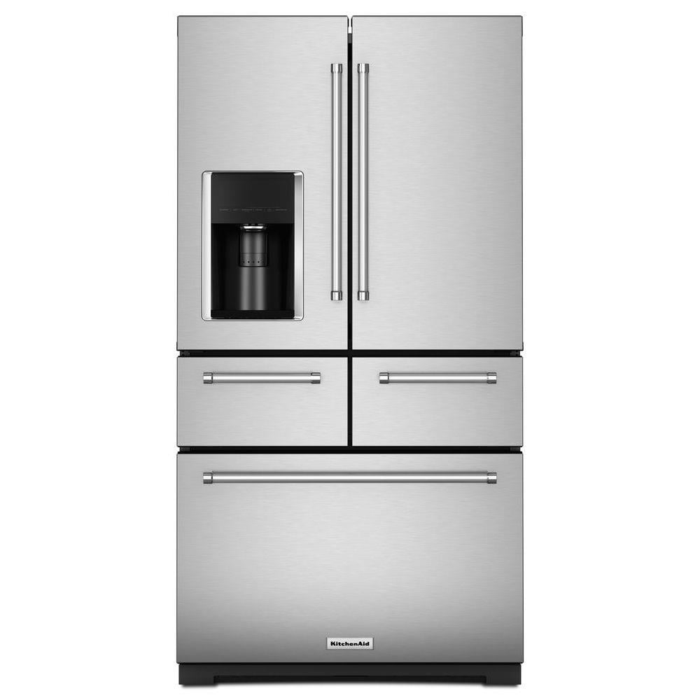 KitchenAid 25.8-cu ft 5-Door Door Refrigerator Ice Maker (Stainless Steel) in French Door Refrigerators department at